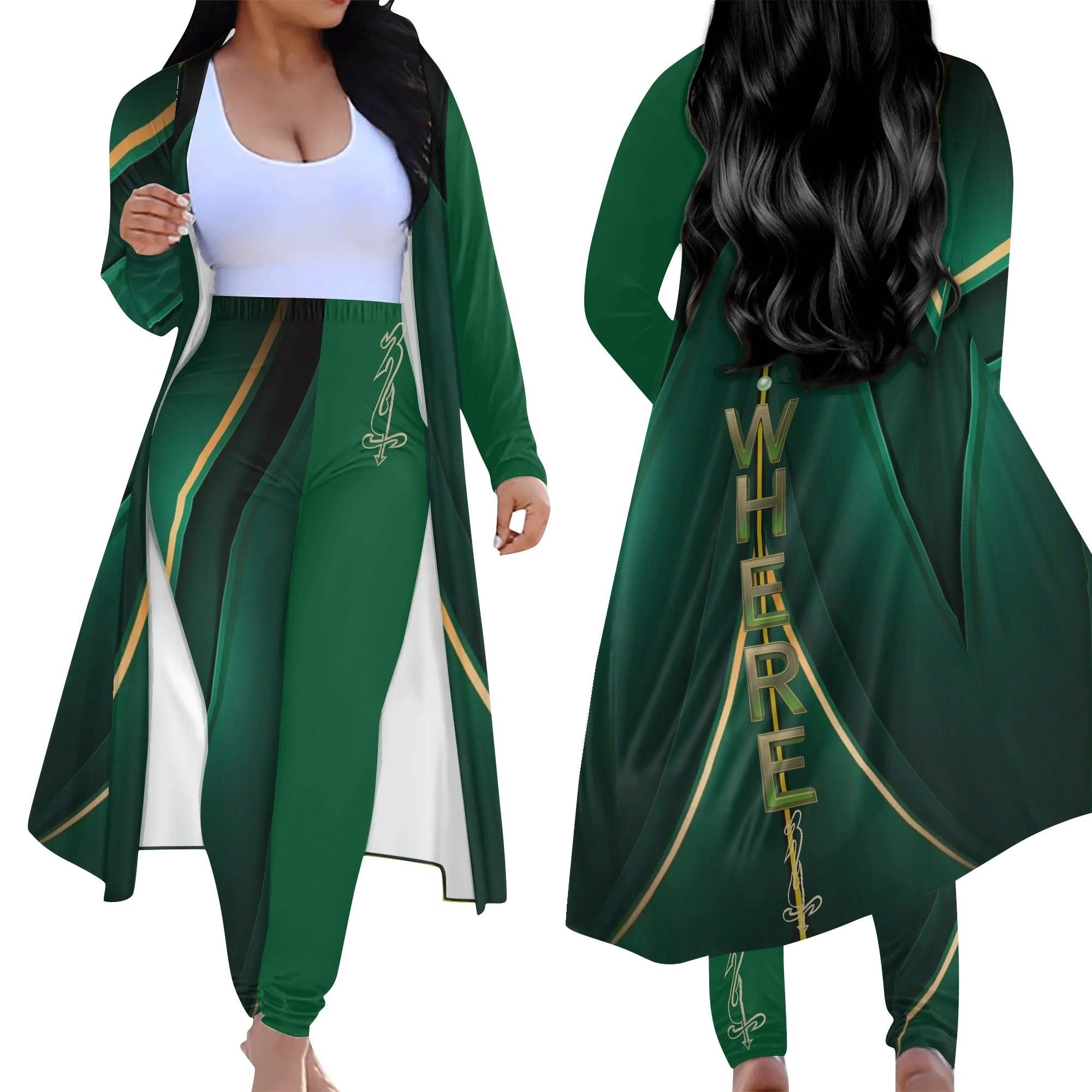 Women's Long Sleeve Cardigan and Leggings 2pcs - MES...Where