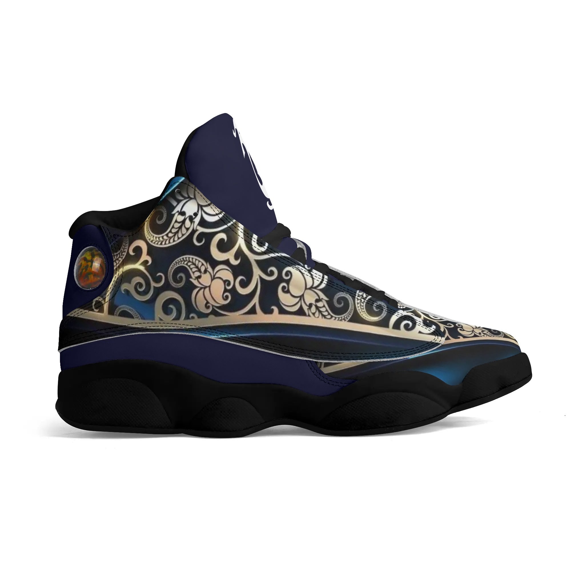 Men's Shoes White Black Outsole PU Leather Basketball Shoe