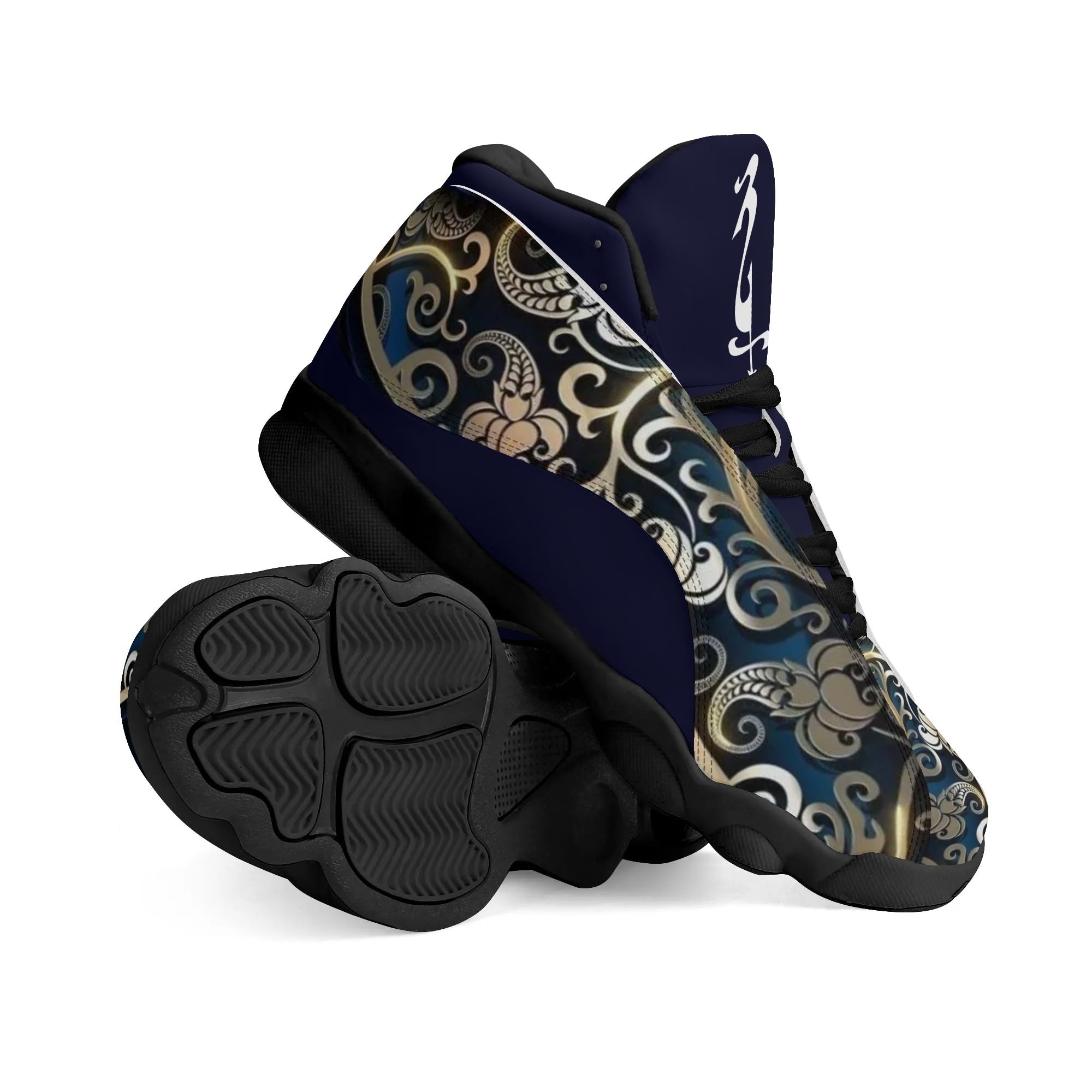 Men's Shoes White Black Outsole PU Leather Basketball Shoe