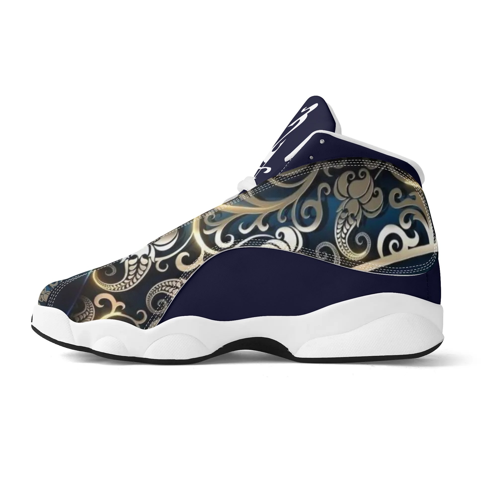 Men's Shoes White Black Outsole PU Leather Basketball Shoe