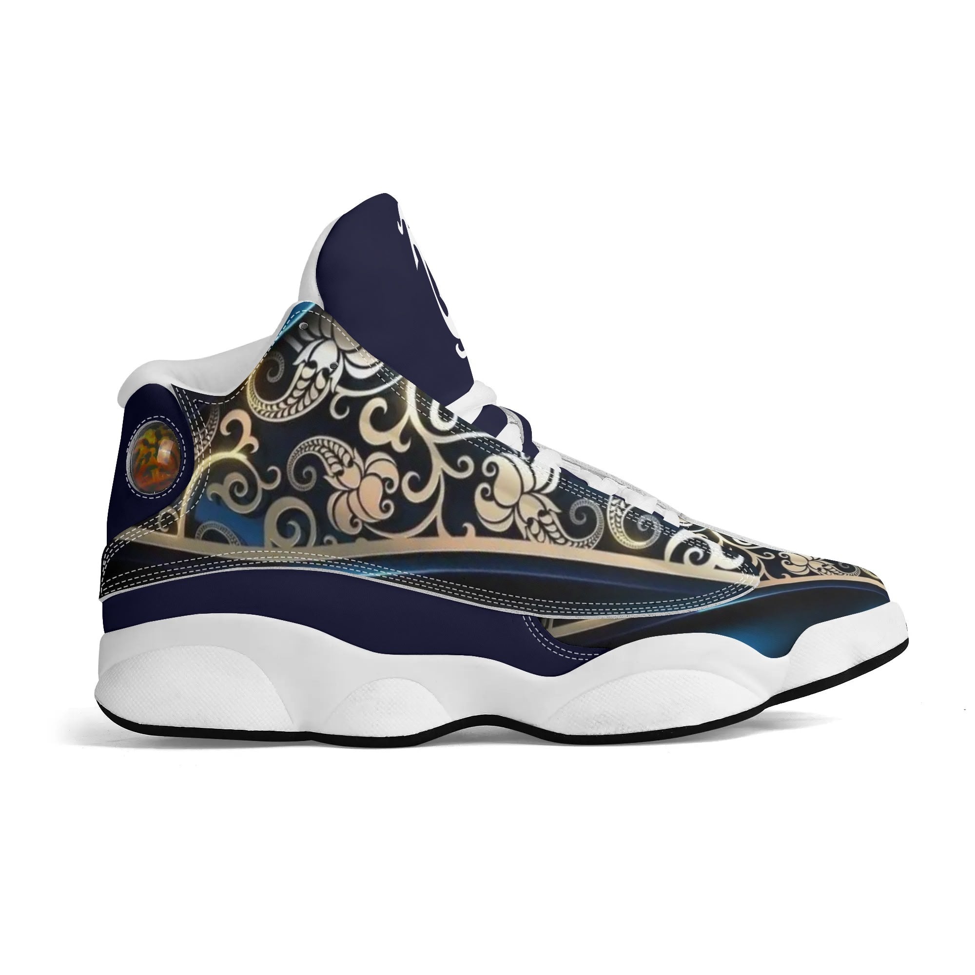 Men's Shoes White Black Outsole PU Leather Basketball Shoe