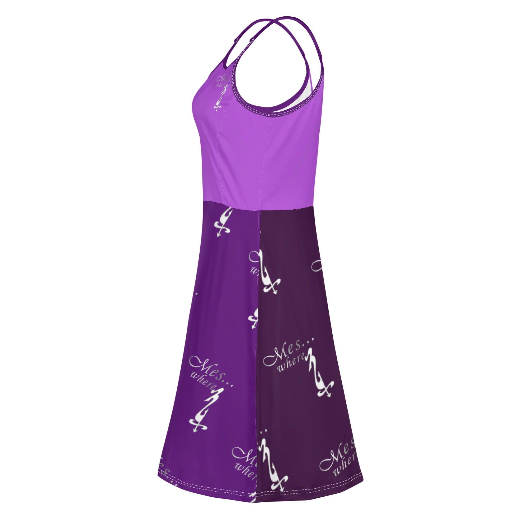 Women's Lounge Sleeveless Adjustable Spaghetti Strap Short Swing Dress - MES...Where