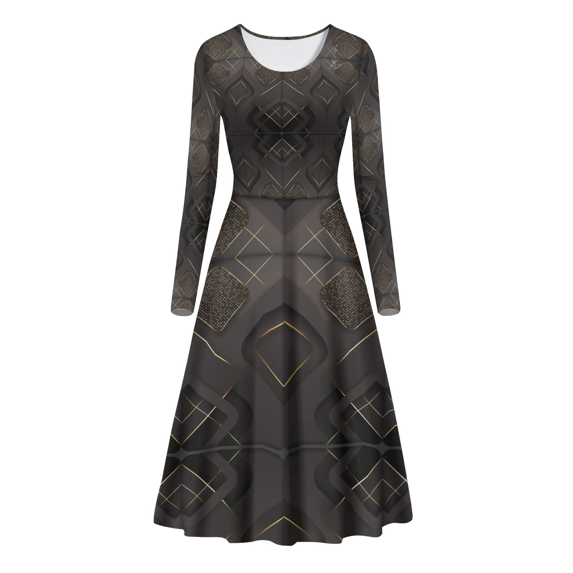 Womens Long Sleeves Flowy Long Dresses - MES...Where