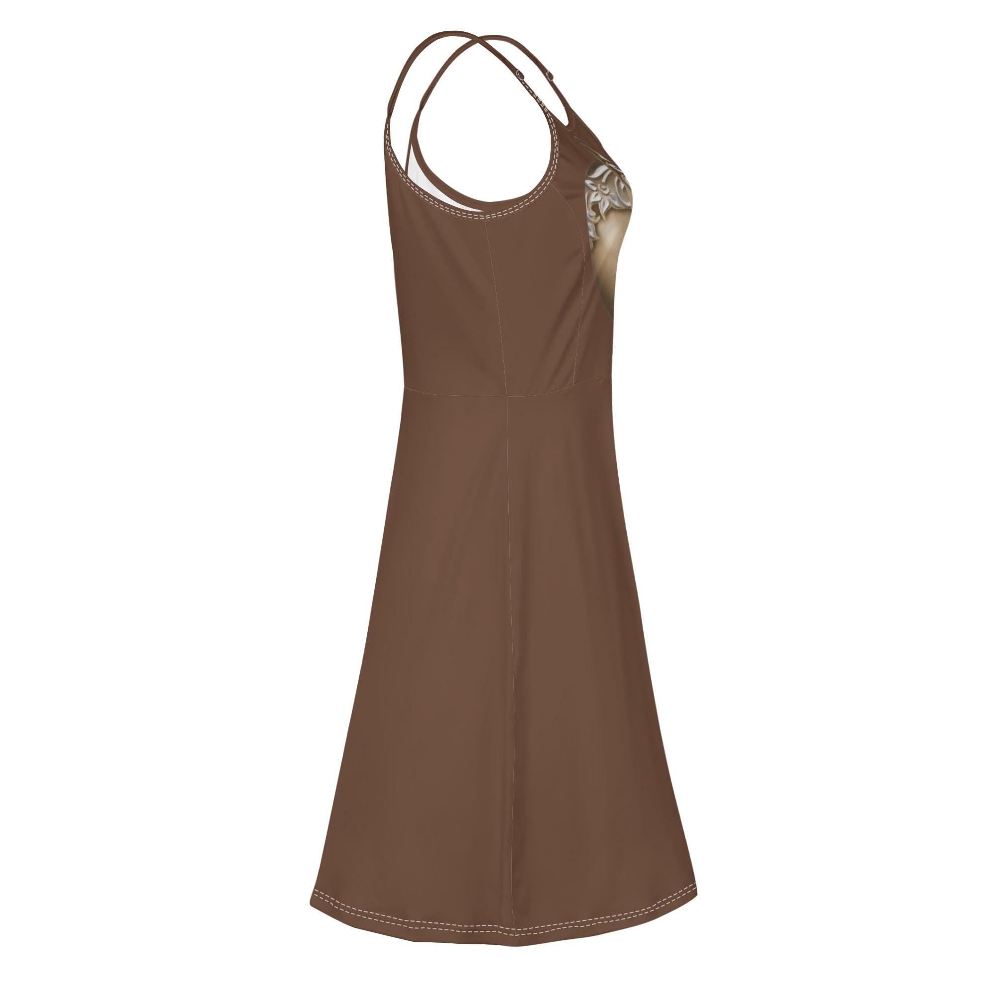 Women's Lounge Sleeveless Adjustable Spaghetti Strap Short Swing Dress - MES...Where