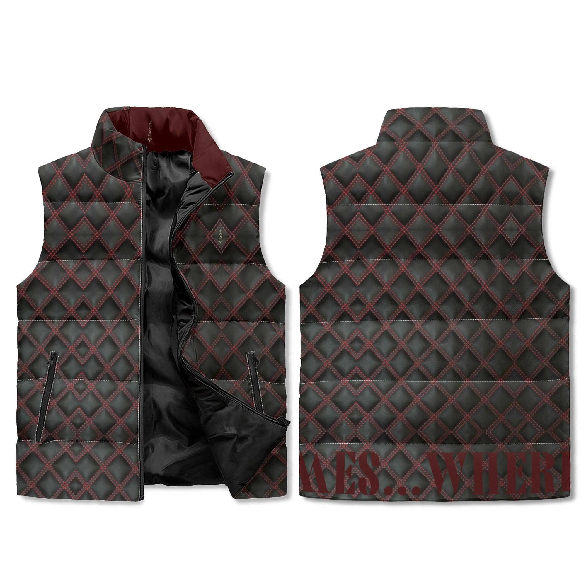 Men's Unisex Lightweight All Over Printing Stand Collar Zip Up Puffer Vest - MES...Where