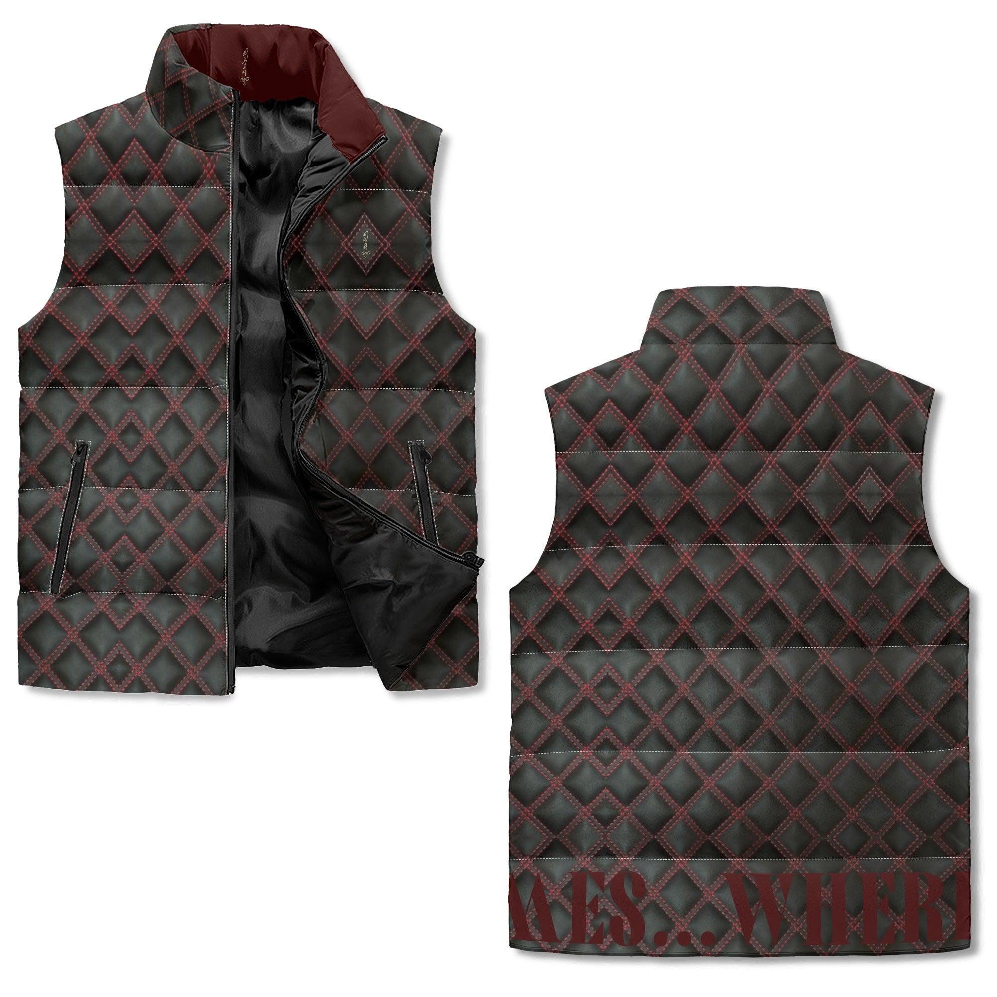 Men's Unisex Lightweight All Over Printing Stand Collar Zip Up Puffer Vest - MES...Where