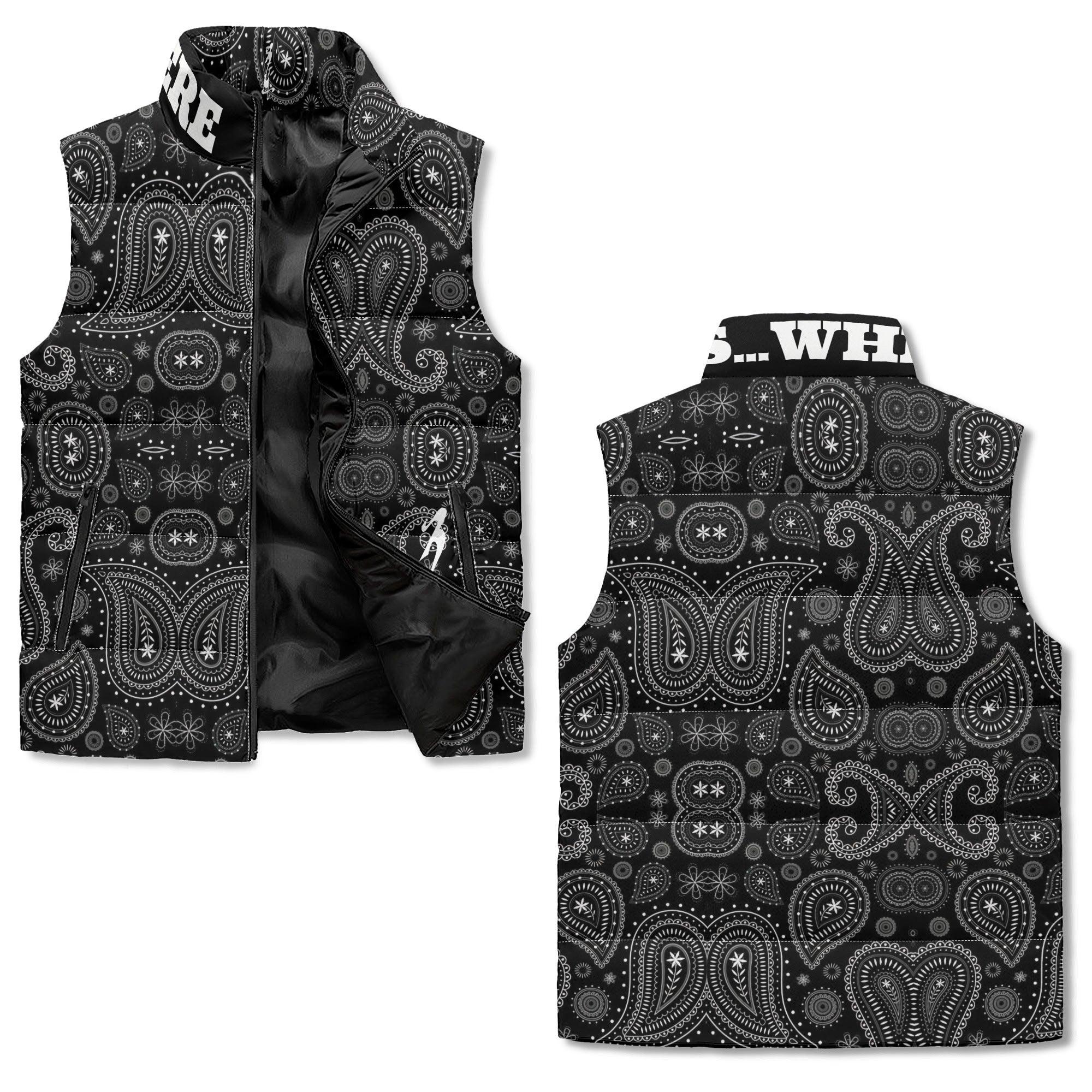 Men's Unisex Lightweight All Over Printing Stand Collar Zip Up Puffer Vest - MES...Where