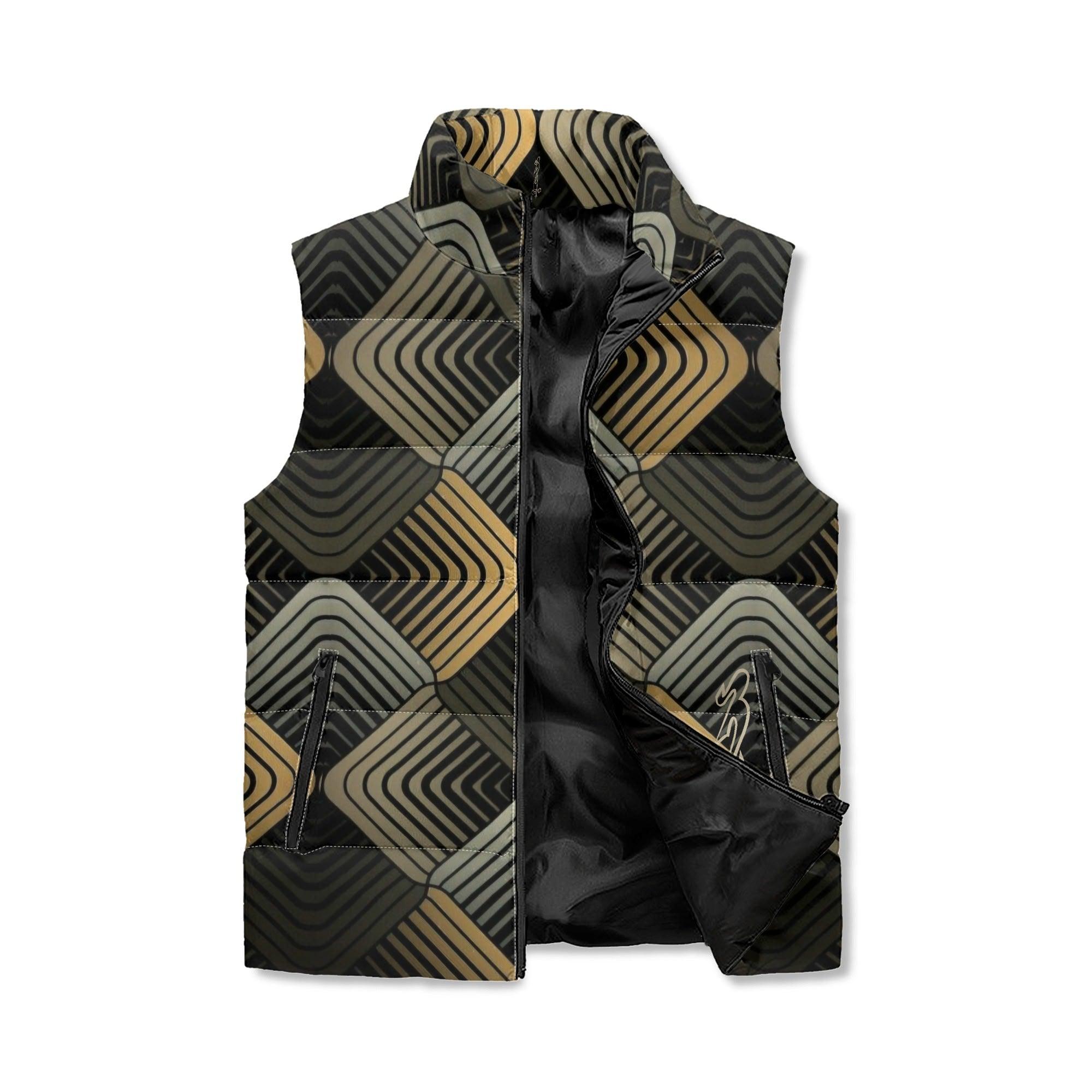 Men's Unisex Lightweight All Over Printing Stand Collar Zip Up Puffer Vest - MES...Where