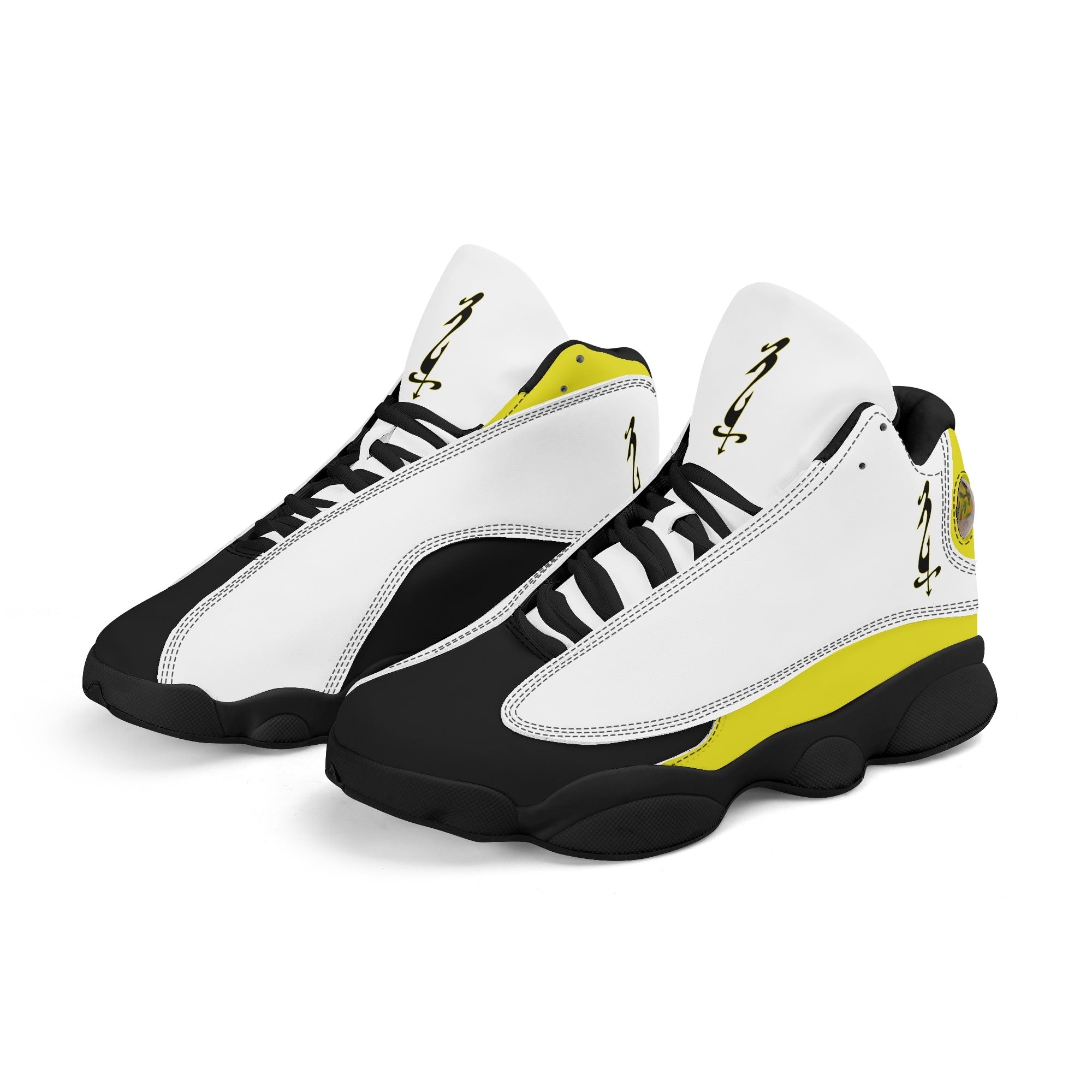 Mens White Black Outsole PU Leather Basketball Shoes - MES...Where