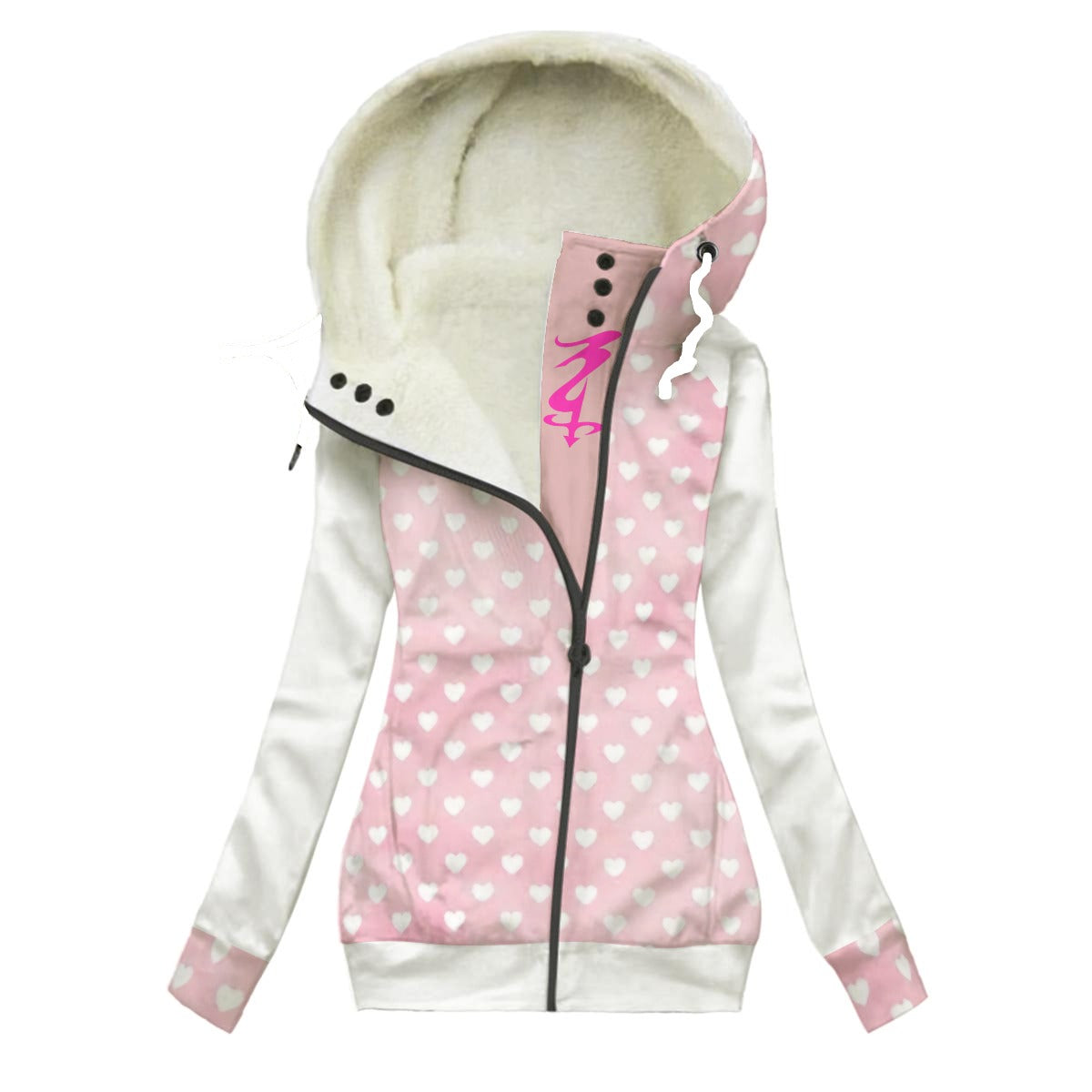 All-Over Print Women's Long Jacket With Fleece Lining