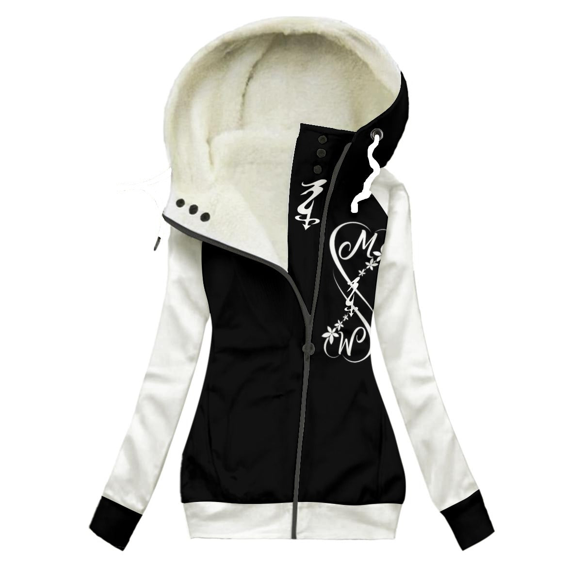 All-Over Print Women's Long Jacket With Fleece Lining