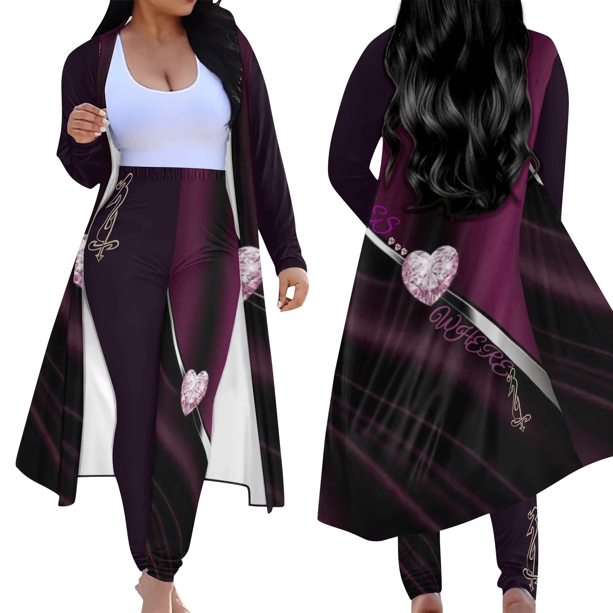Women's Long Sleeve Cardigan and Leggings 2pcs - MES...Where