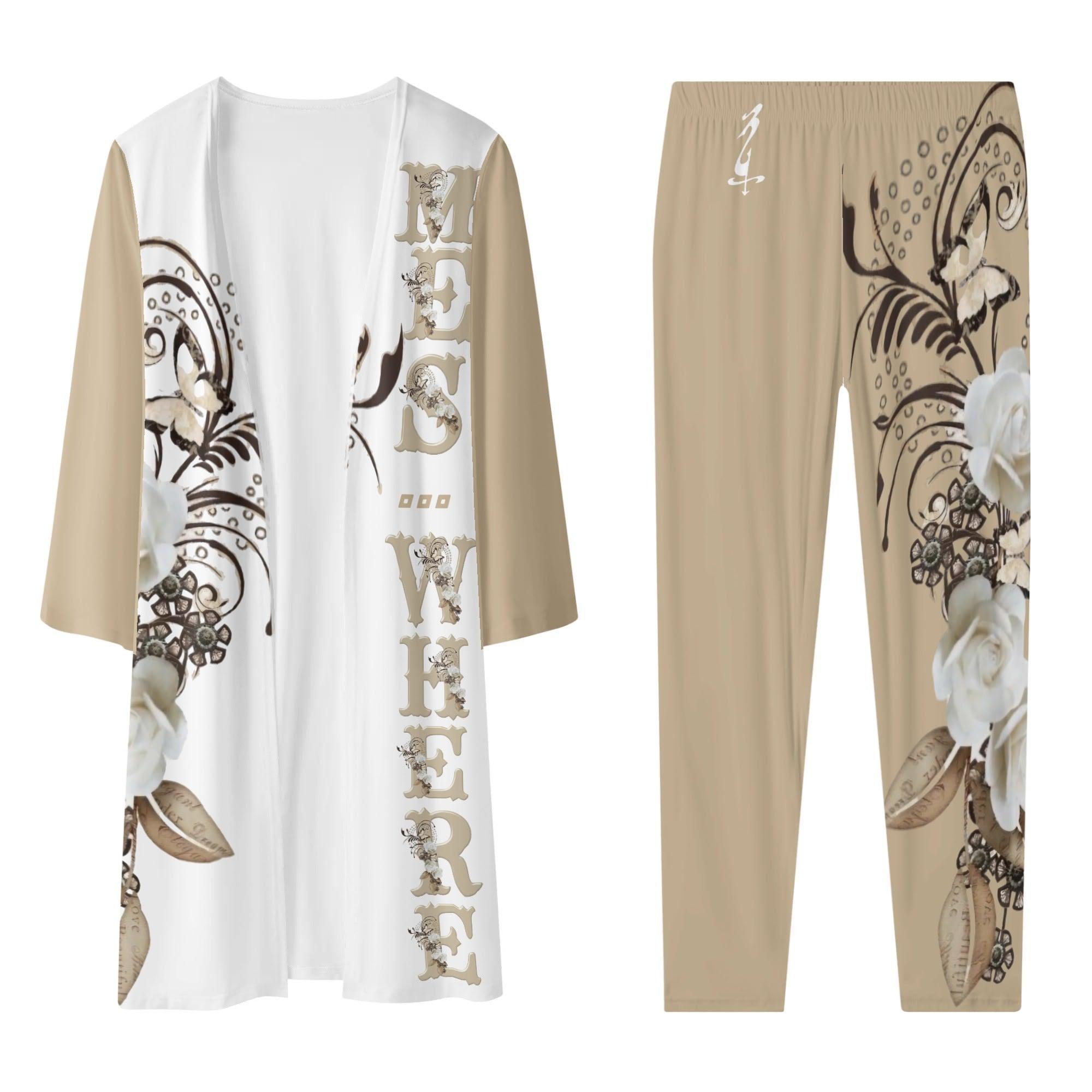 Women's Long Sleeve Cardigan and Leggings 2pcs - MES...Where