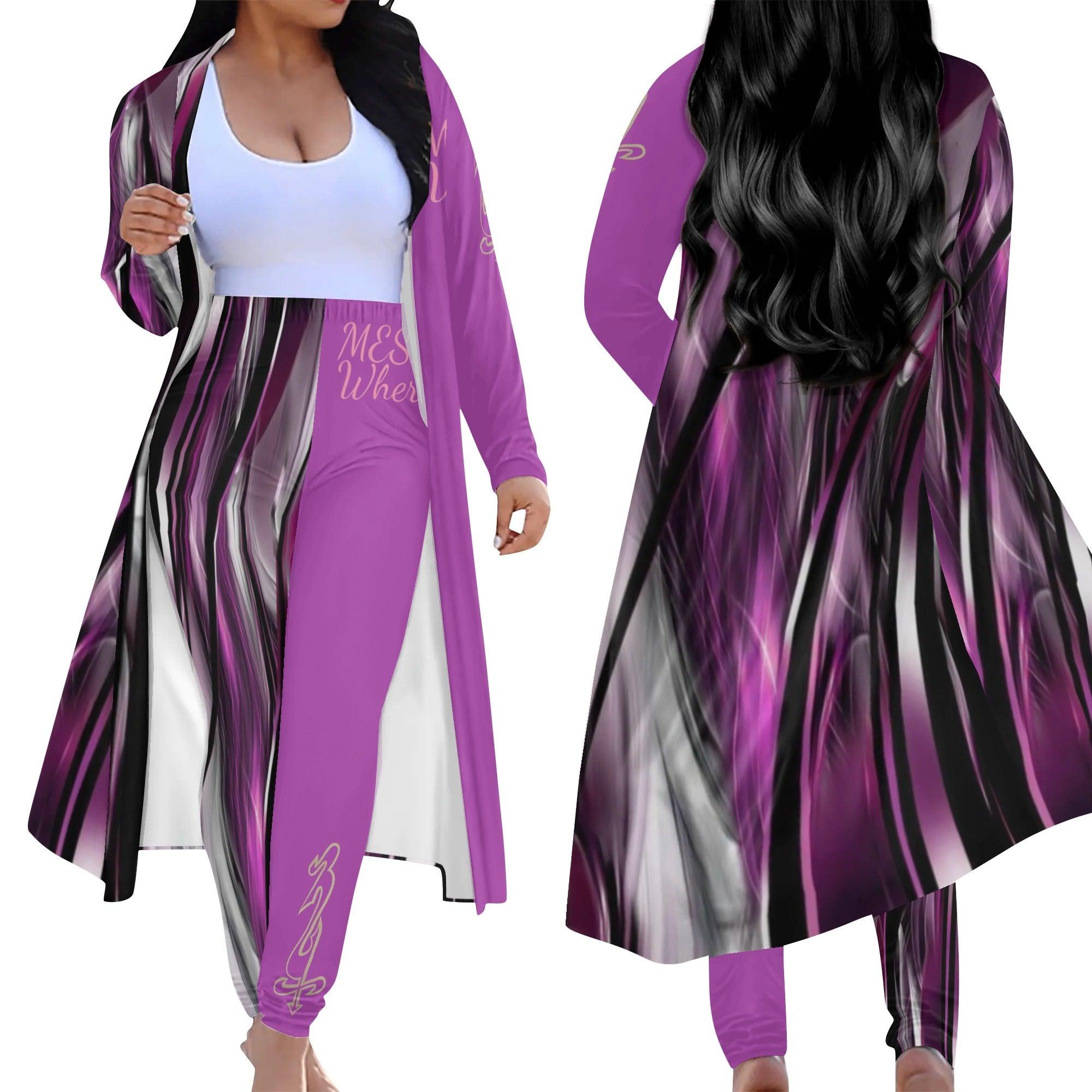 Women's Long Sleeve Cardigan and Leggings 2pcs - MES...Where