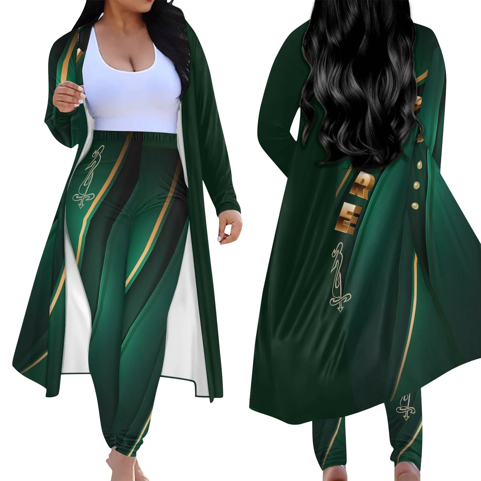 Women's Long Sleeve Cardigan and Leggings 2pcs - MES...Where