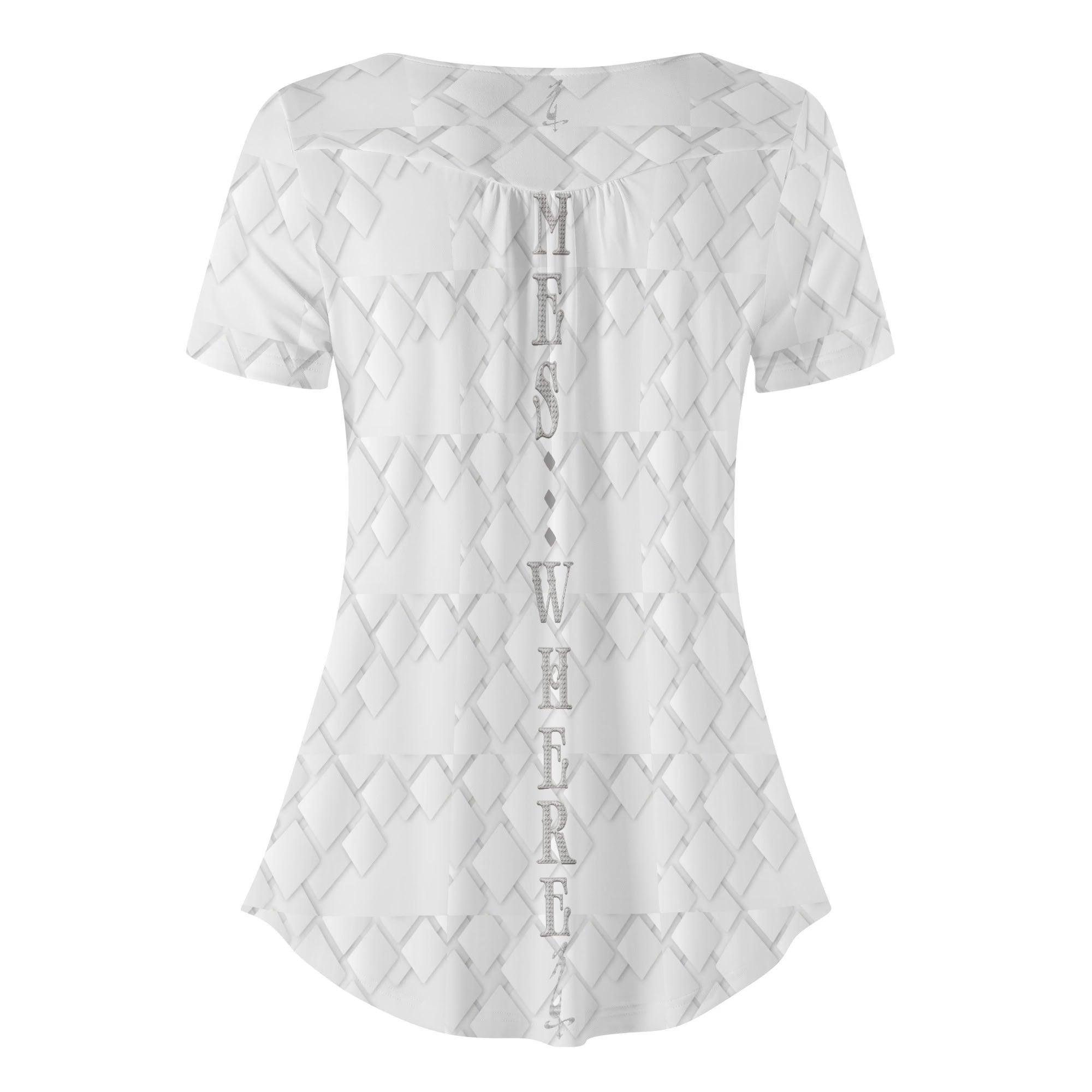 Womens Scoop Neck Short sleeve Loose Blouse - MES...Where