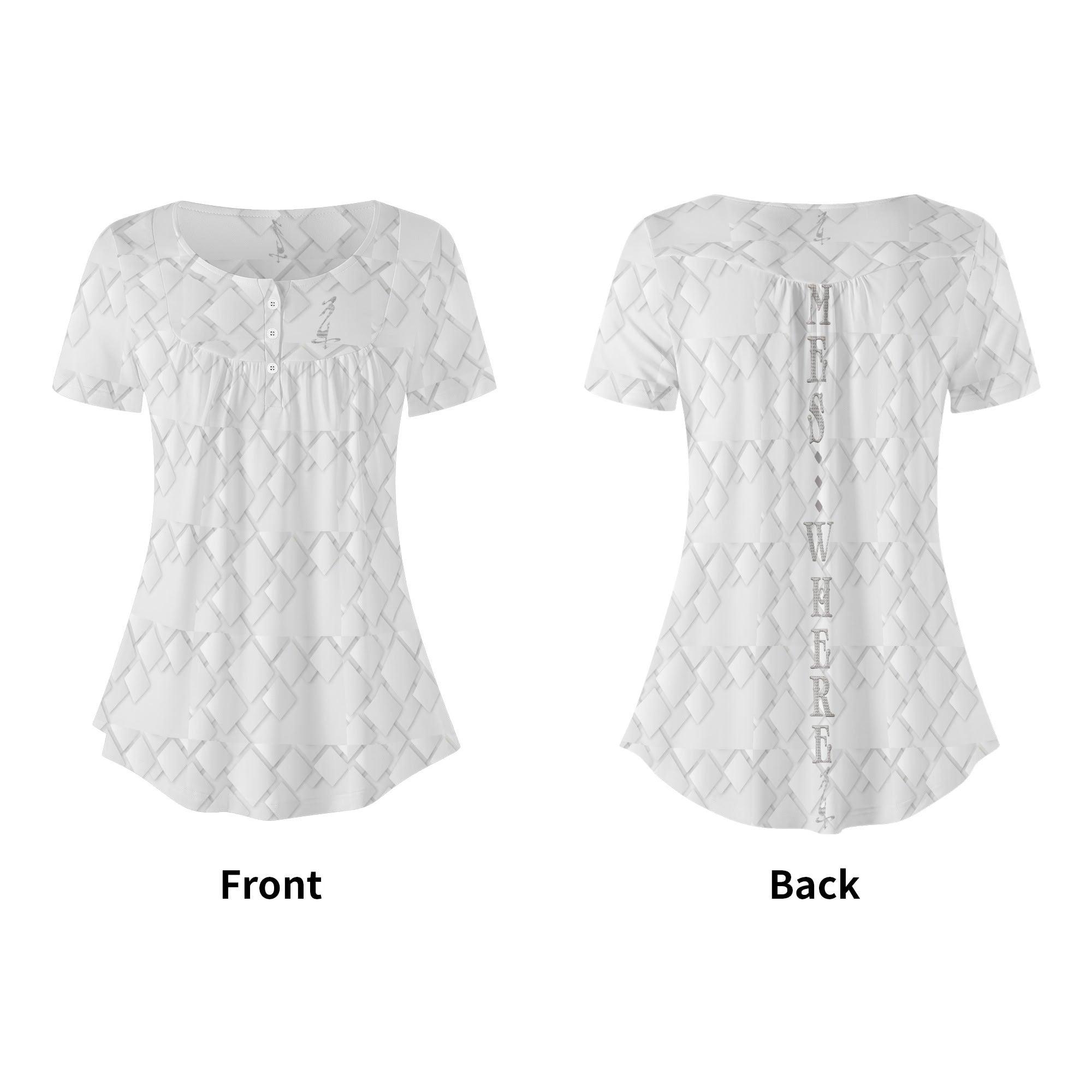 Womens Scoop Neck Short sleeve Loose Blouse - MES...Where