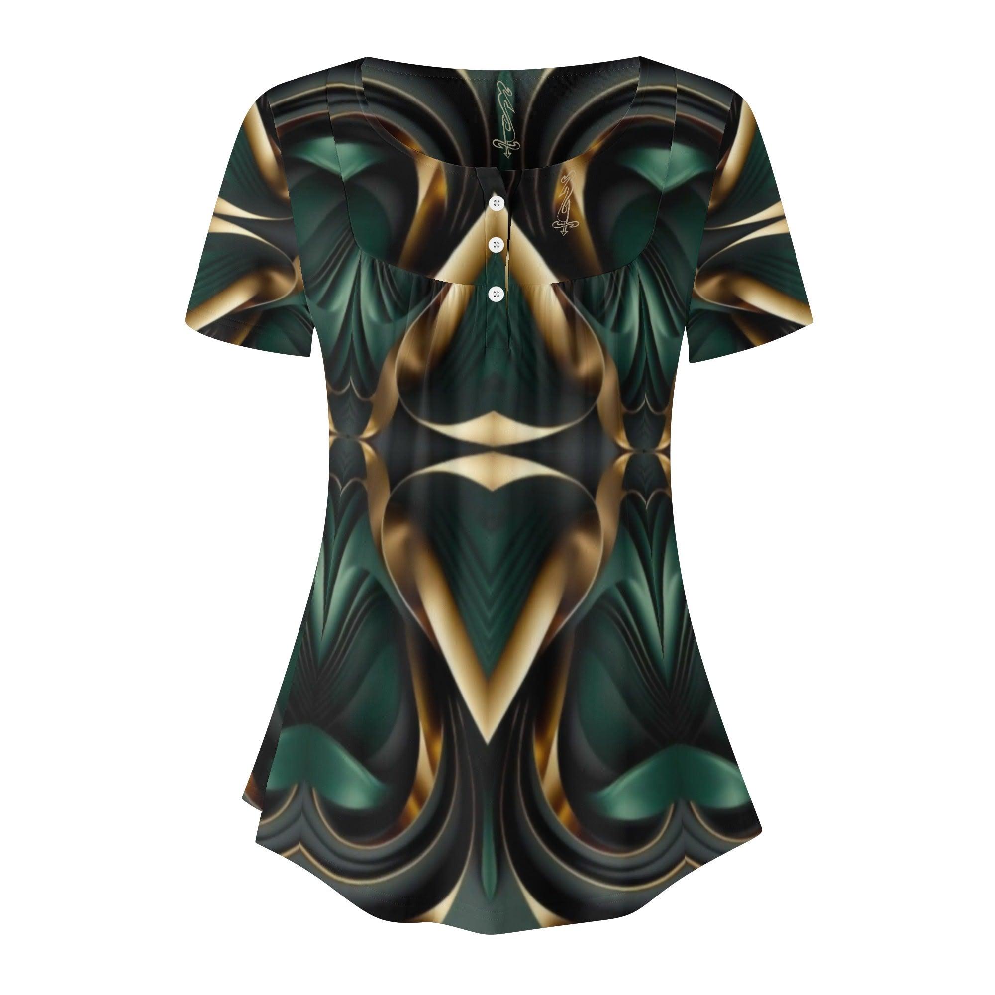 Womens Scoop Neck Short sleeve Loose Blouse - MES...Where