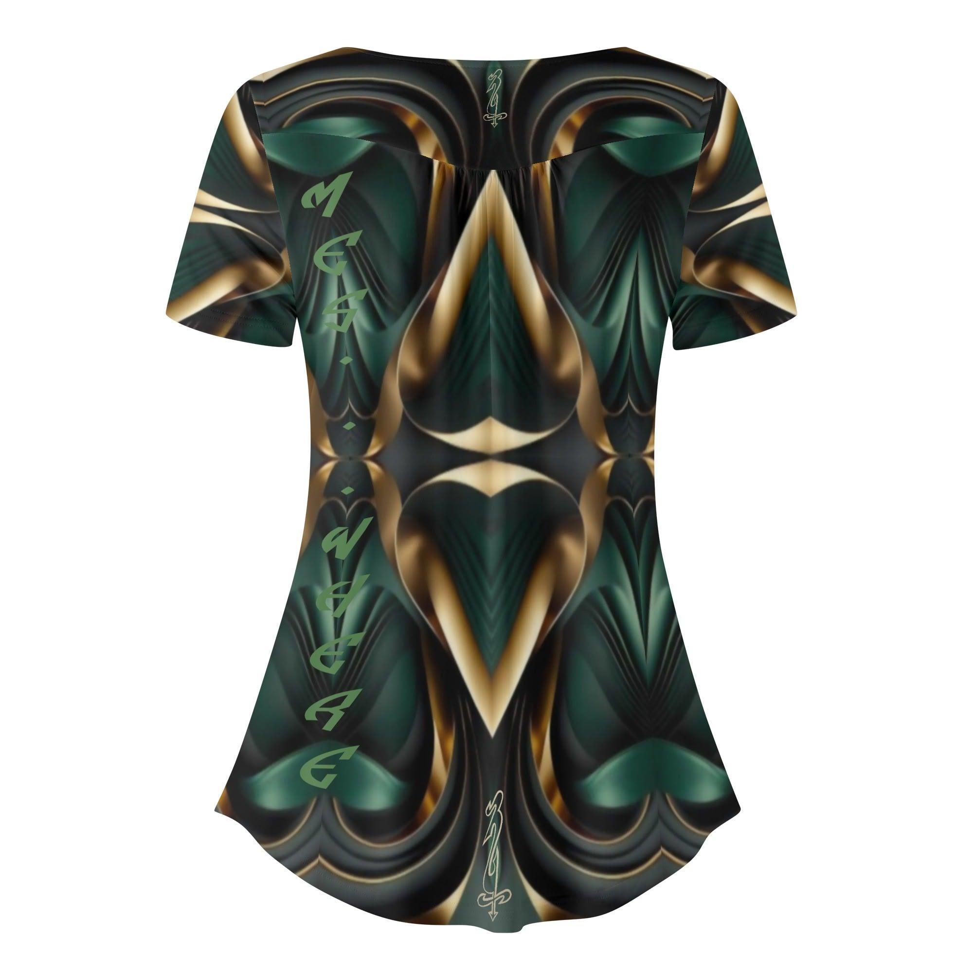 Womens Scoop Neck Short sleeve Loose Blouse - MES...Where