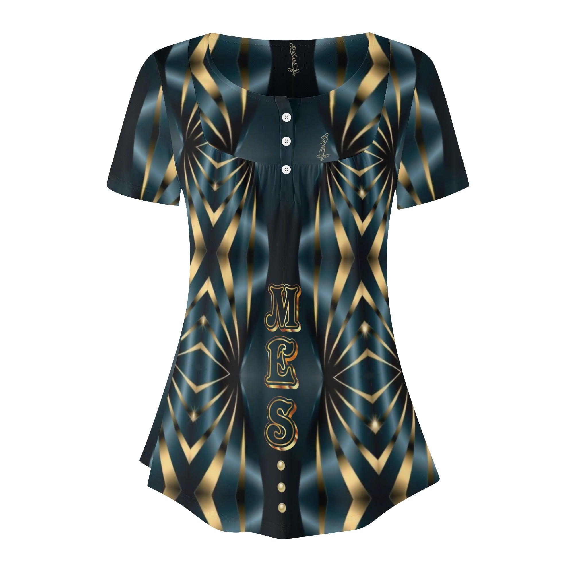 Womens Scoop Neck Short sleeve Loose Blouse - MES...Where