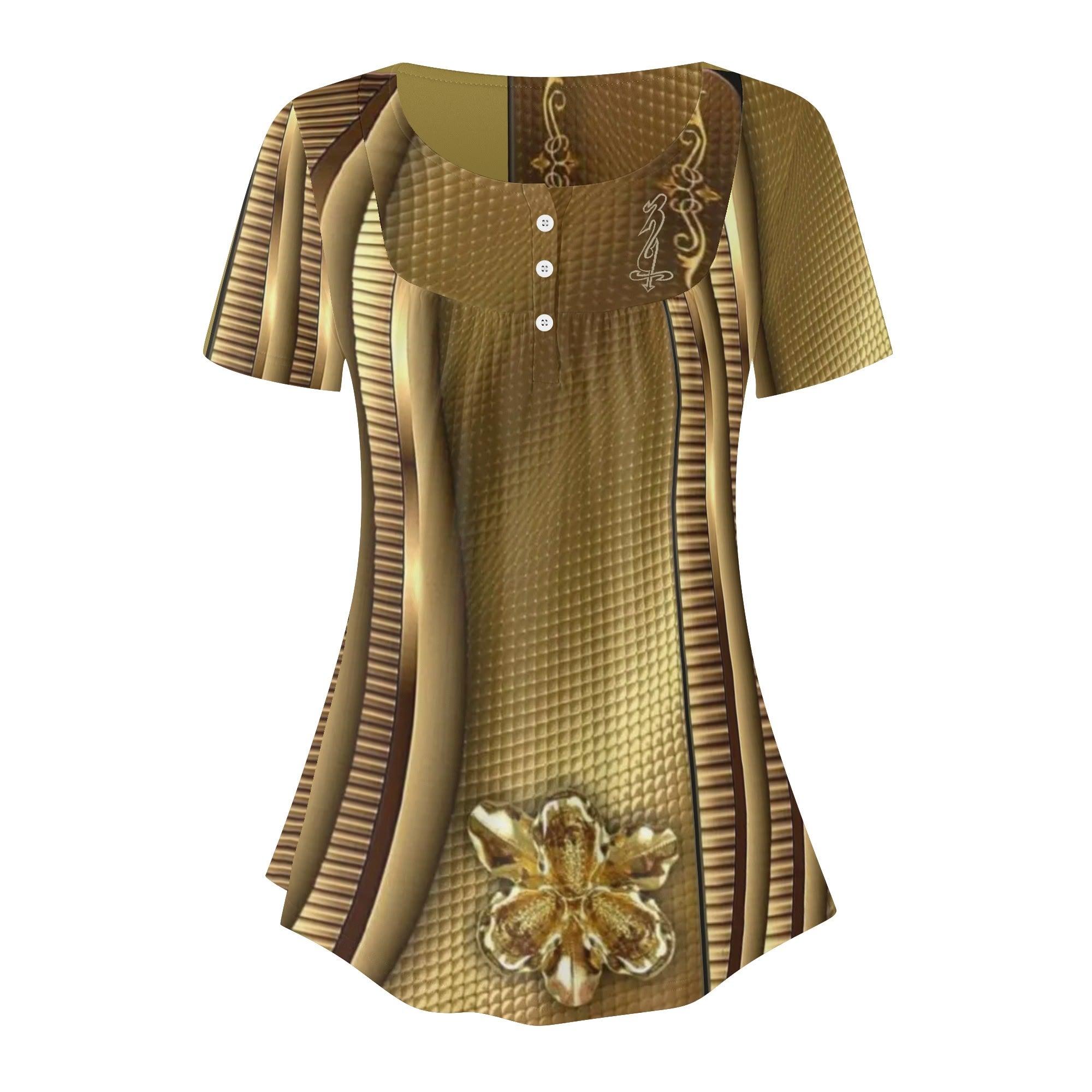 Womens Scoop Neck Short sleeve Loose Blouse - MES...Where