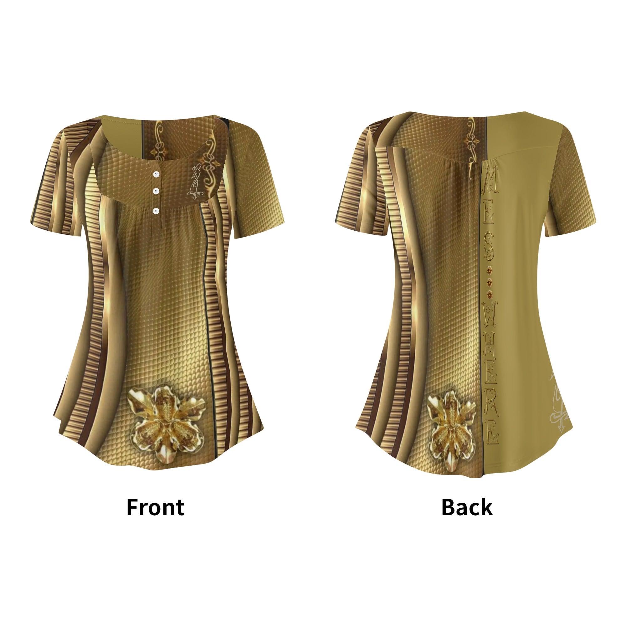 Womens Scoop Neck Short sleeve Loose Blouse - MES...Where