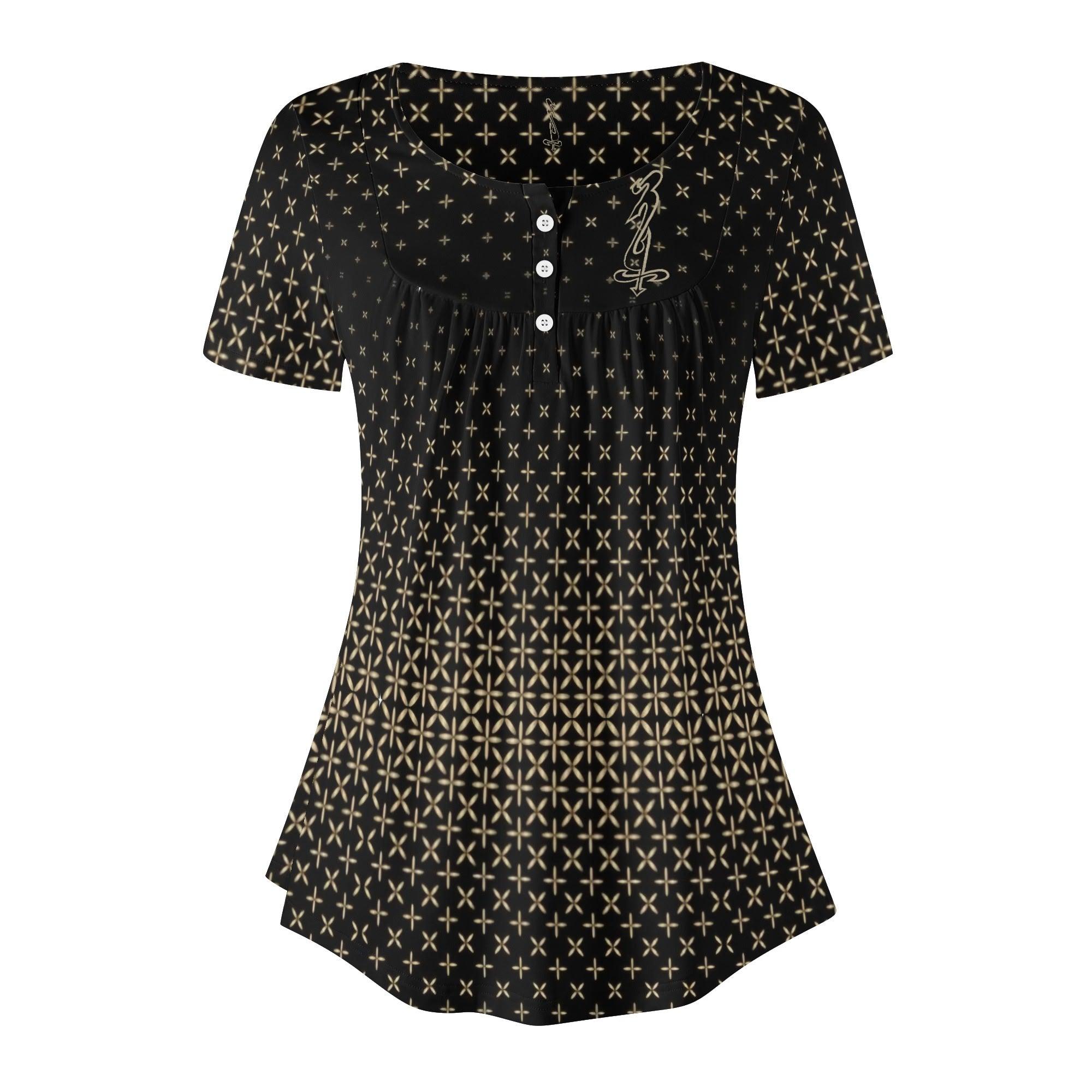 Womens Scoop Neck Short sleeve Loose Blouse - MES...Where