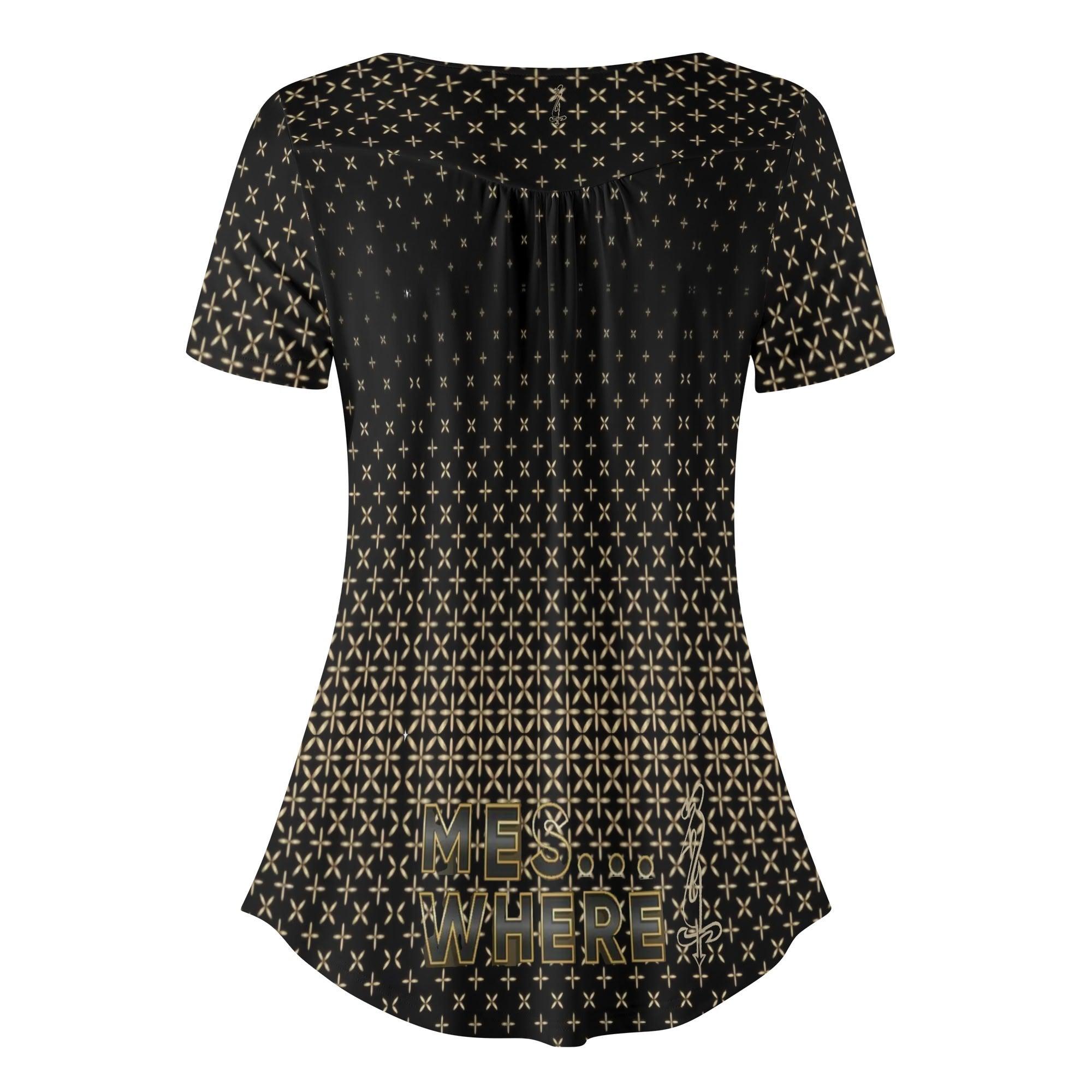 Womens Scoop Neck Short sleeve Loose Blouse - MES...Where