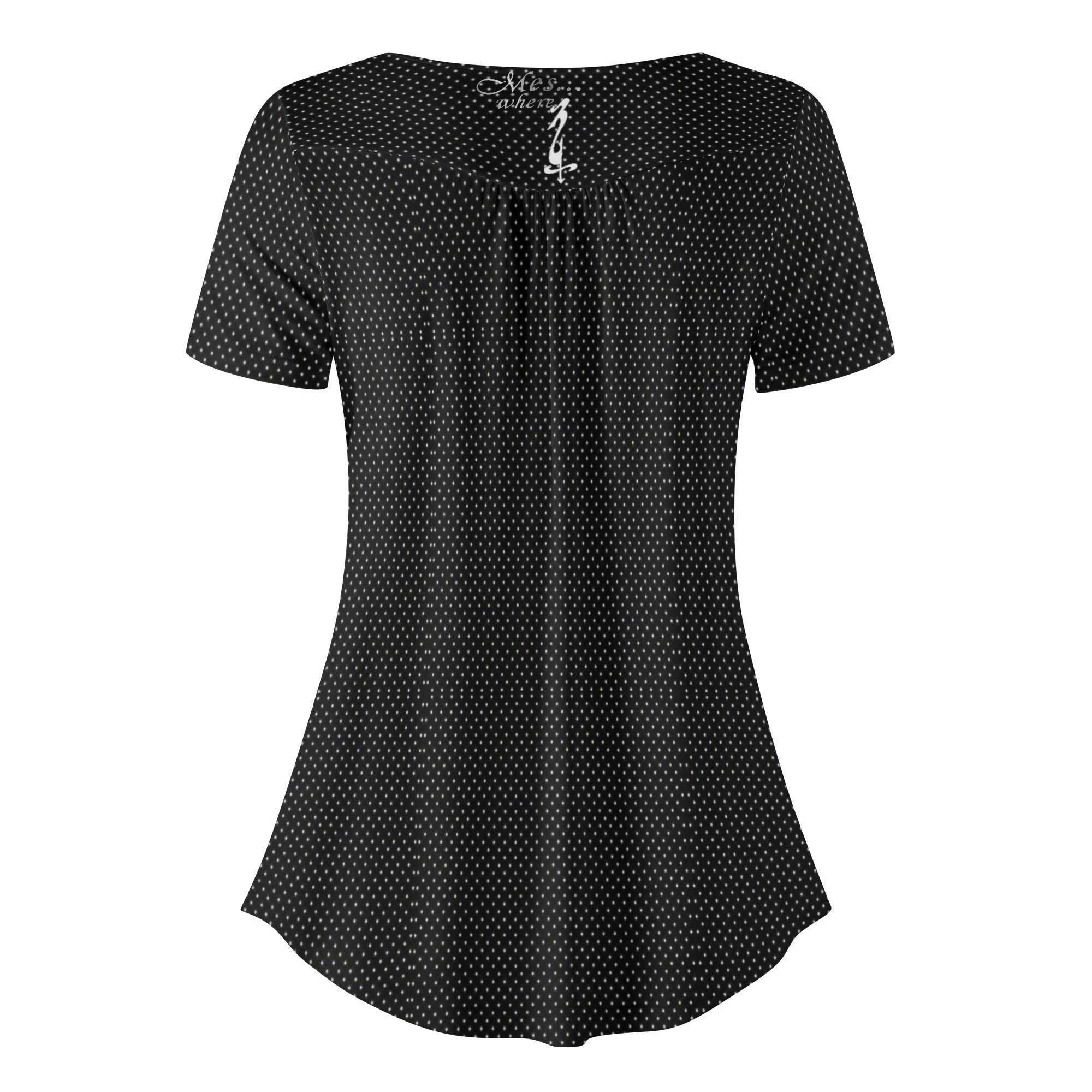 Womens Scoop Neck Short sleeve Loose Blouse - MES...Where