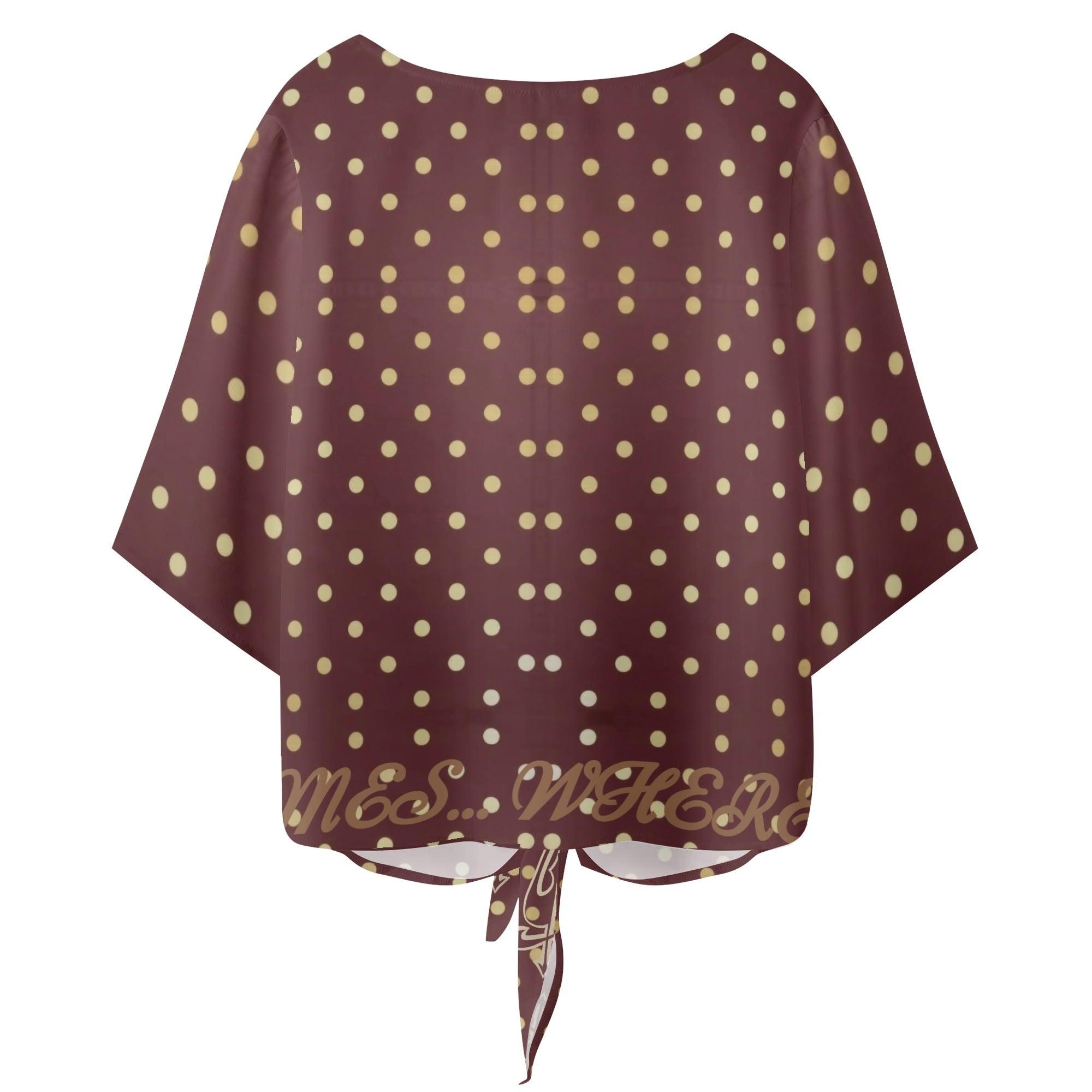 Women‘s’ V-neck Tie Front Knot Chiffon Blouse - MES...Where