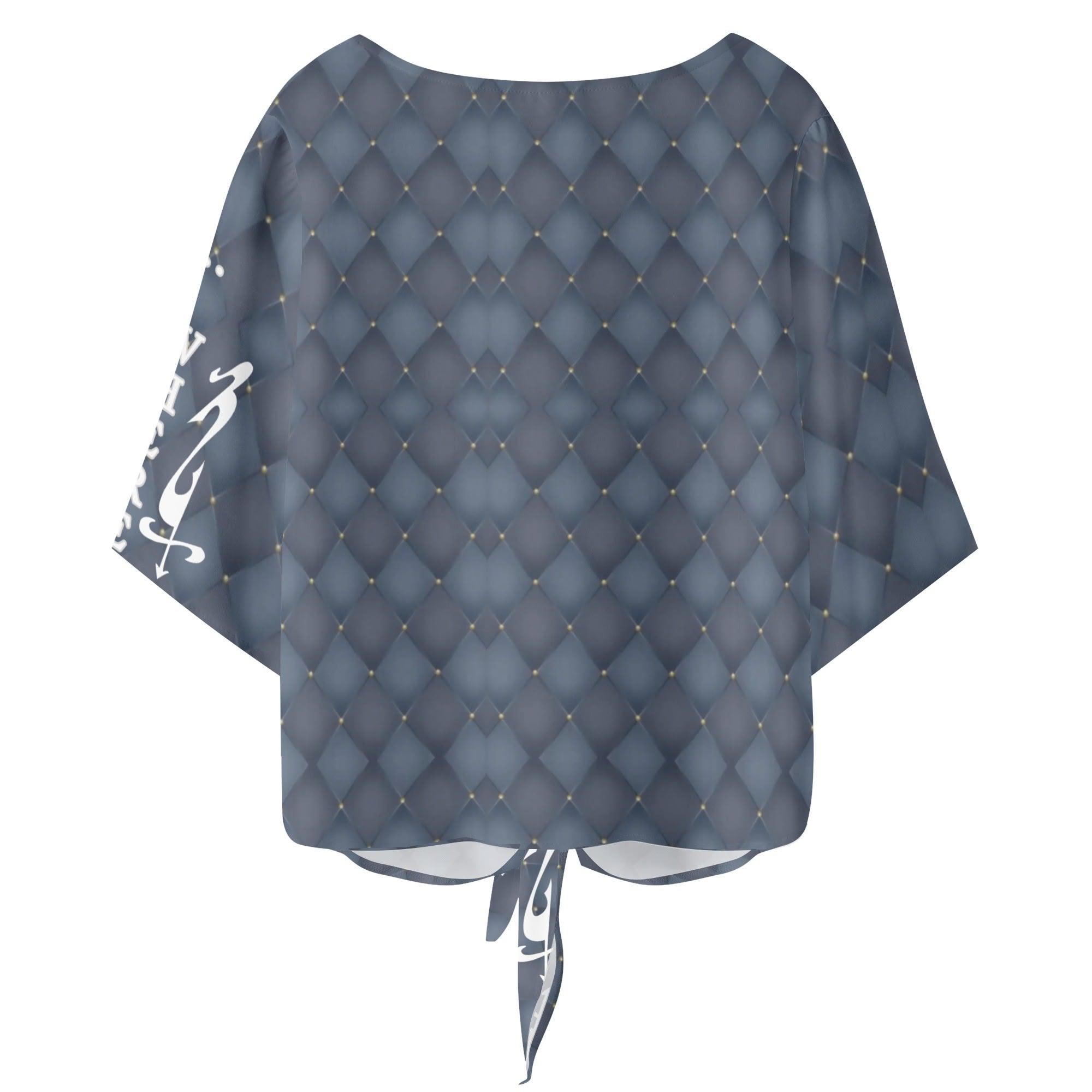 Women‘s’ V-neck Tie Front Knot Chiffon Blouse - MES...Where