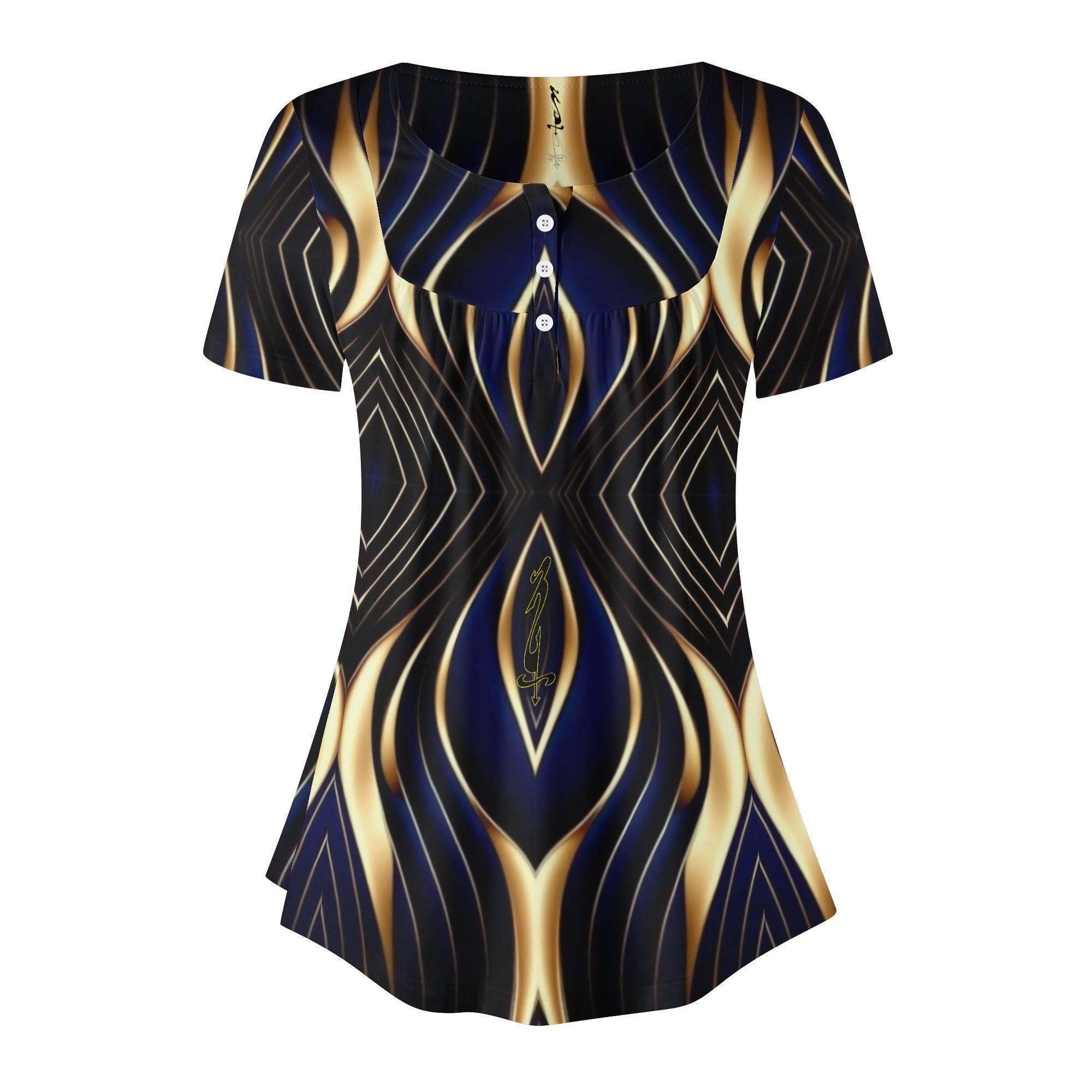 Womens Scoop Neck Short sleeve Loose Blouse - MES...Where