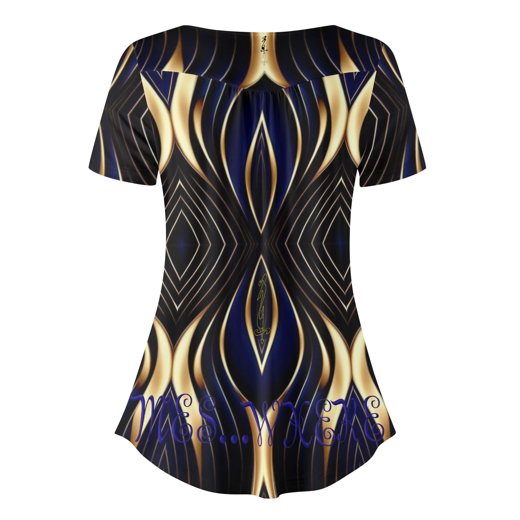 Womens Scoop Neck Short sleeve Loose Blouse - MES...Where