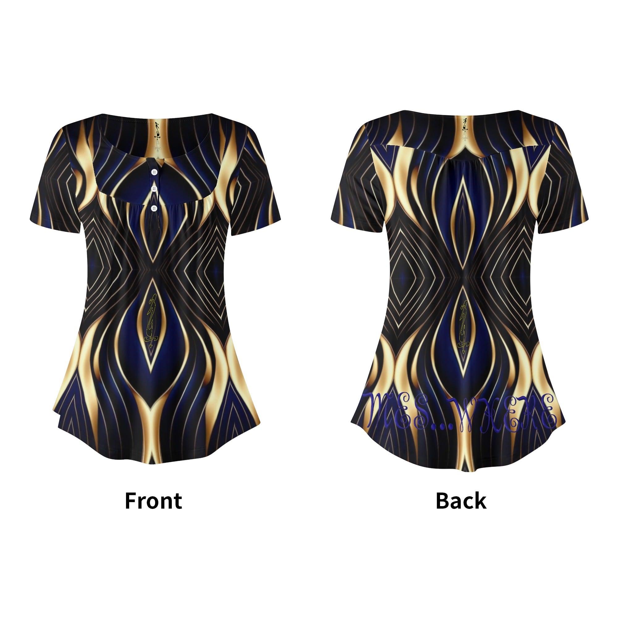 Womens Scoop Neck Short sleeve Loose Blouse - MES...Where