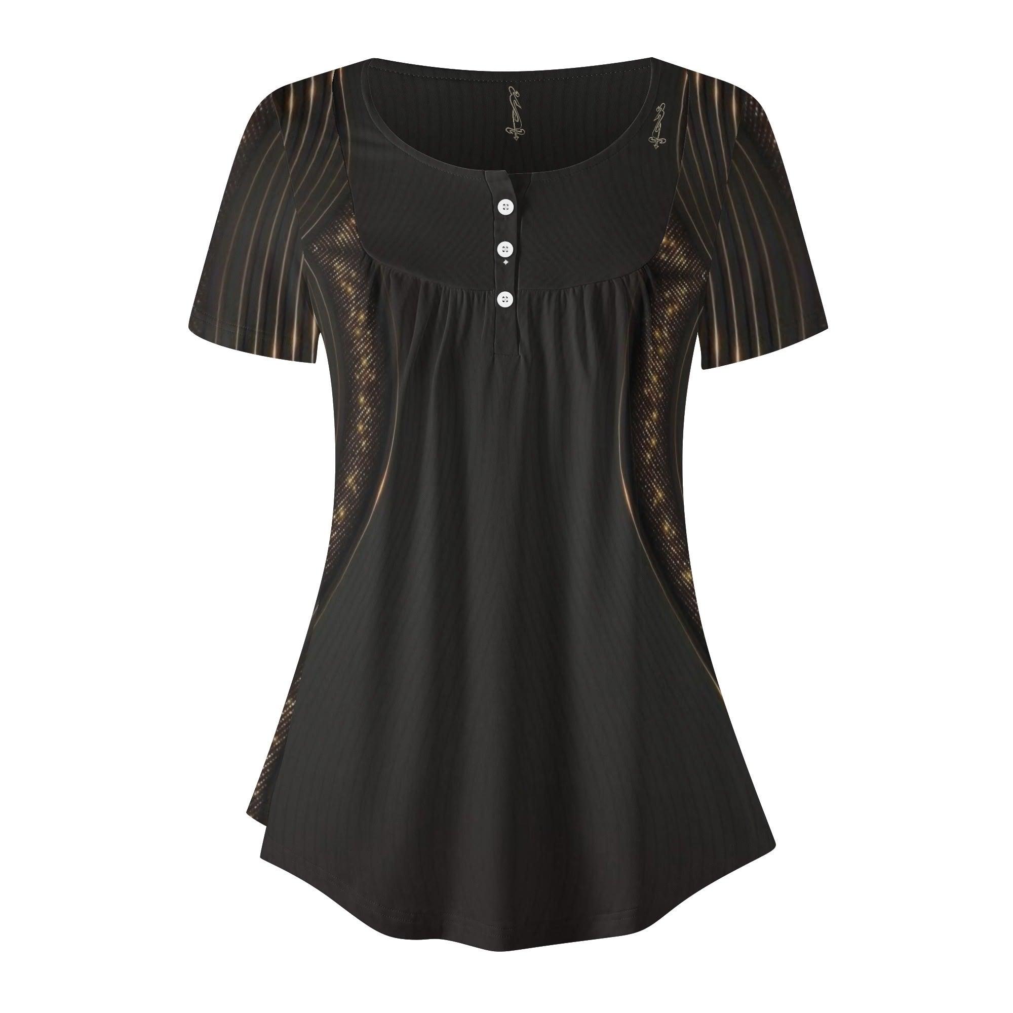 Womens Scoop Neck Short sleeve Loose Blouse - MES...Where