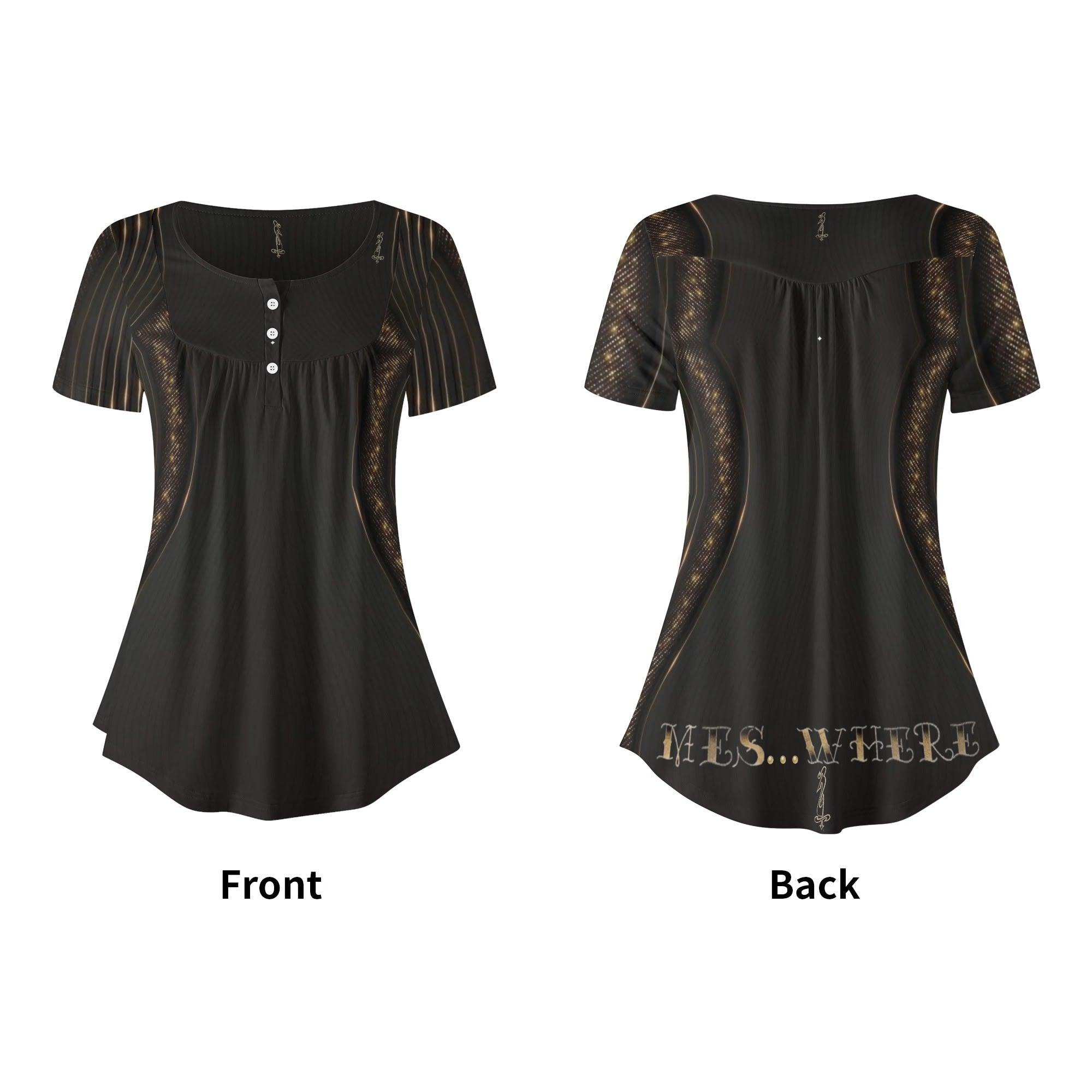 Womens Scoop Neck Short sleeve Loose Blouse - MES...Where