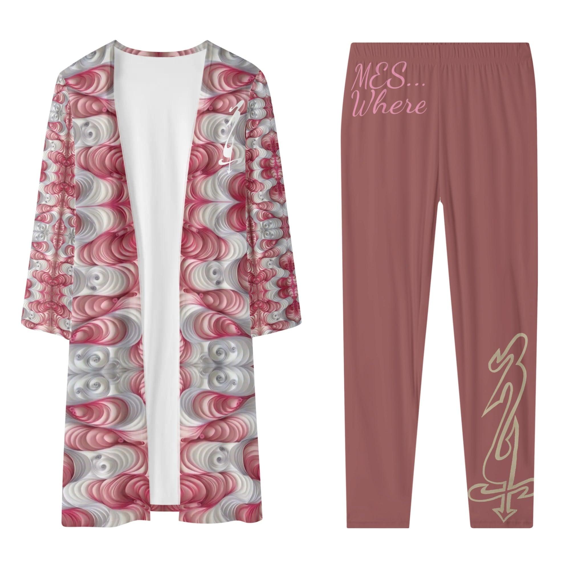 Women's Long Sleeve Cardigan and Leggings 2pcs - MES...Where