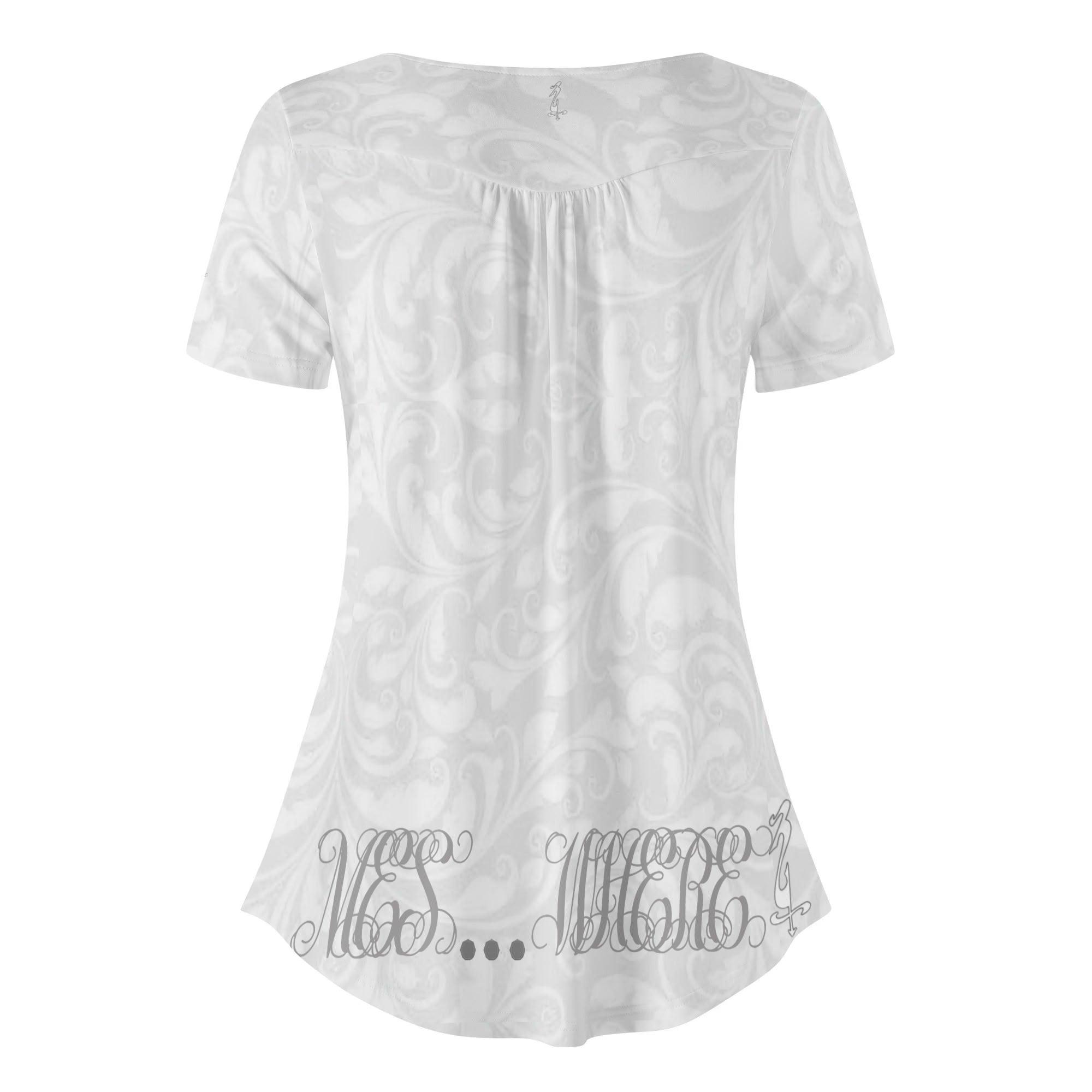 Womens Scoop Neck Short sleeve Loose Blouse - MES...Where