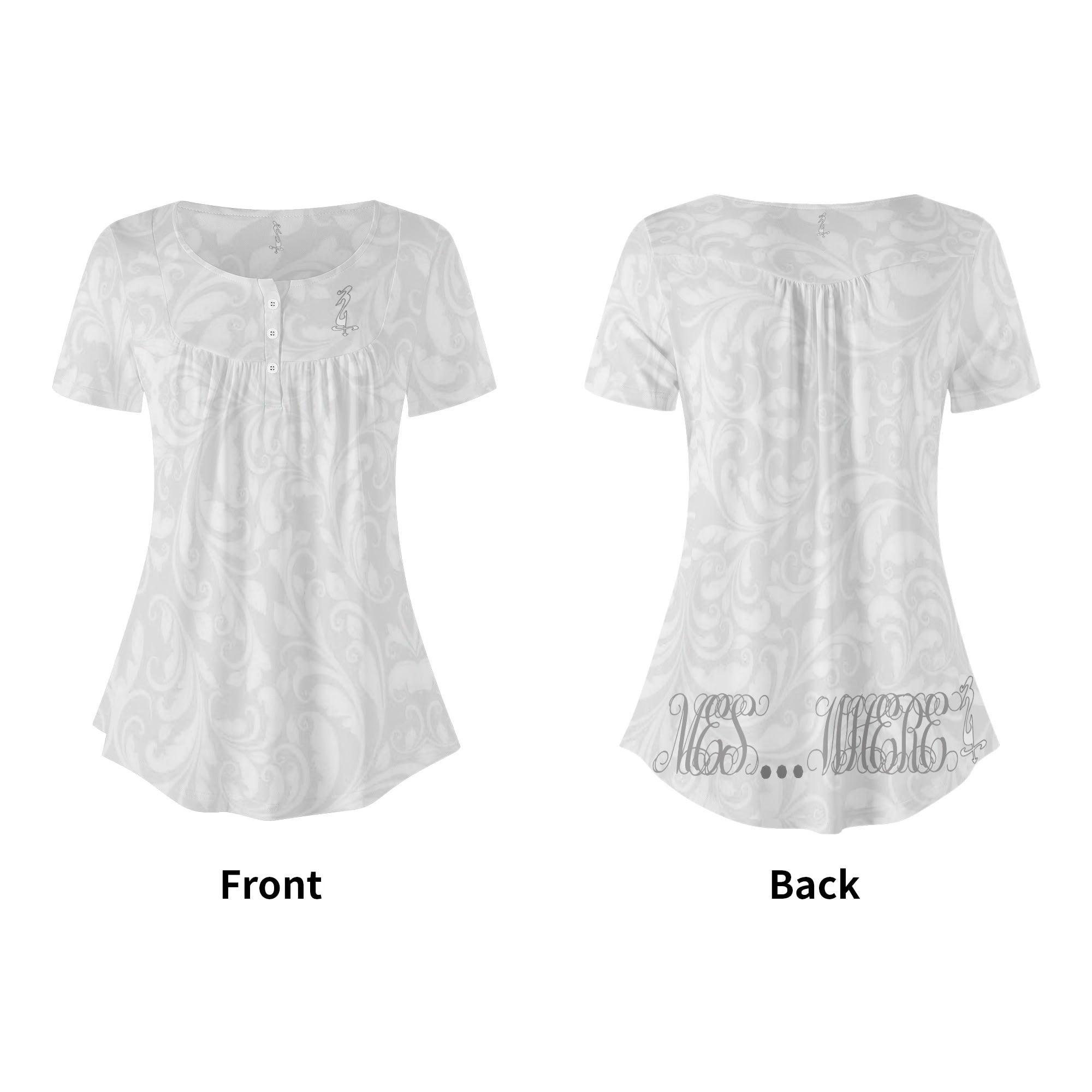 Womens Scoop Neck Short sleeve Loose Blouse - MES...Where