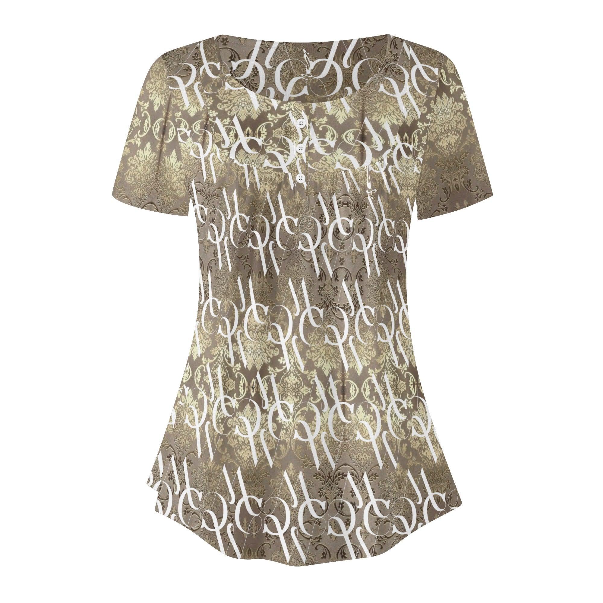 Womens Scoop Neck Short sleeve Loose Blouse - MES...Where