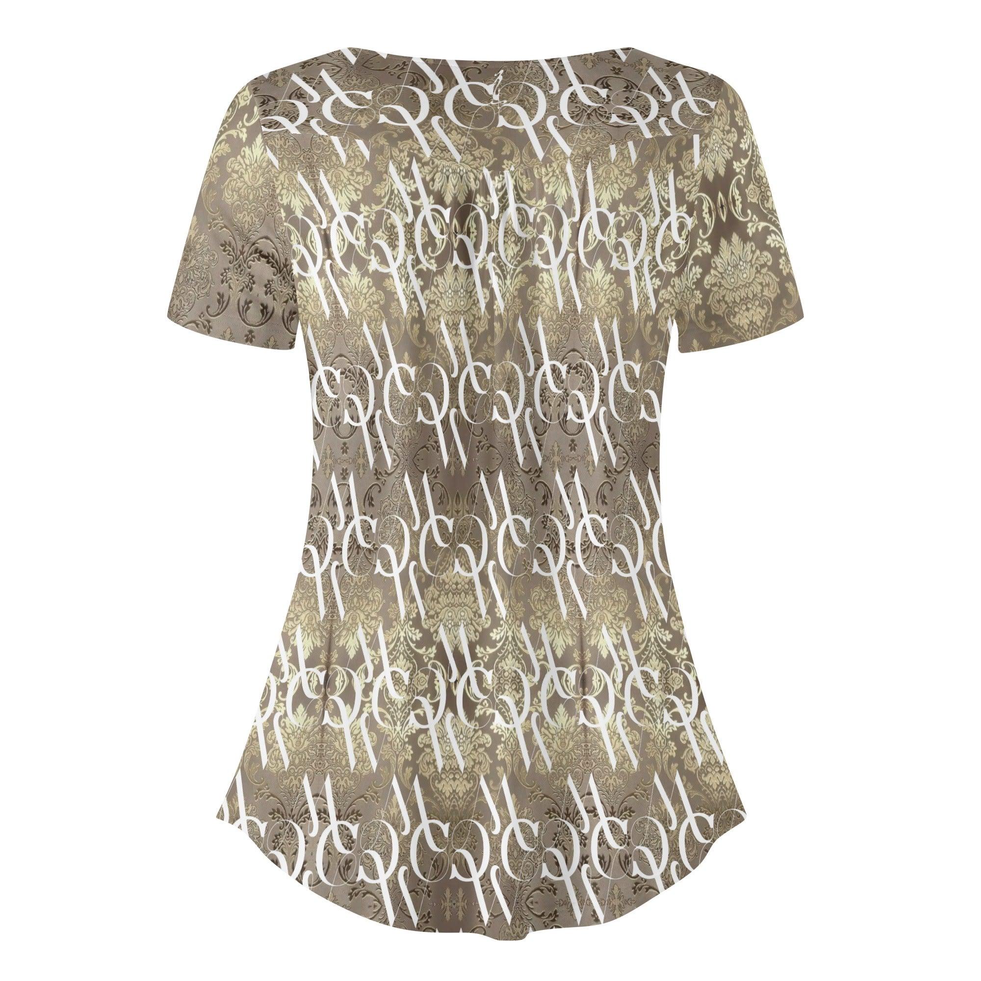 Womens Scoop Neck Short sleeve Loose Blouse - MES...Where