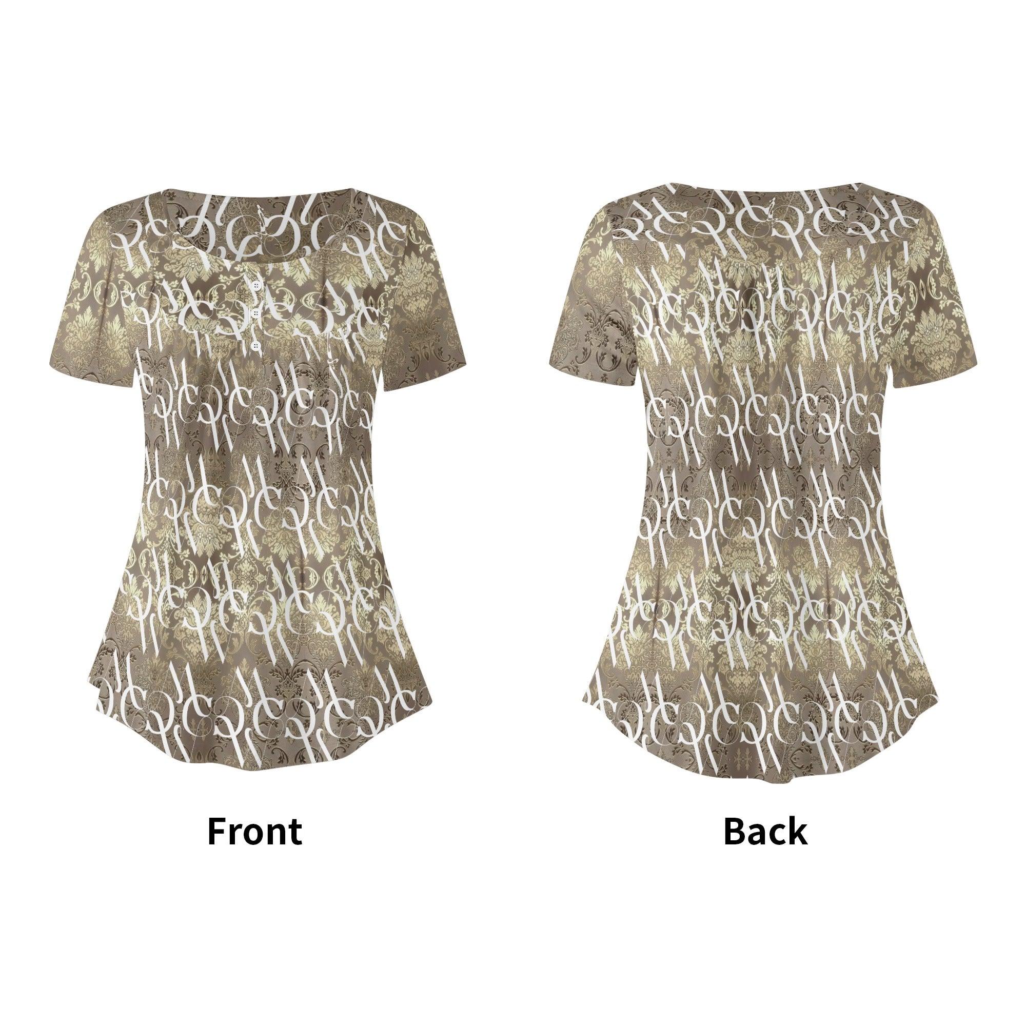 Womens Scoop Neck Short sleeve Loose Blouse - MES...Where