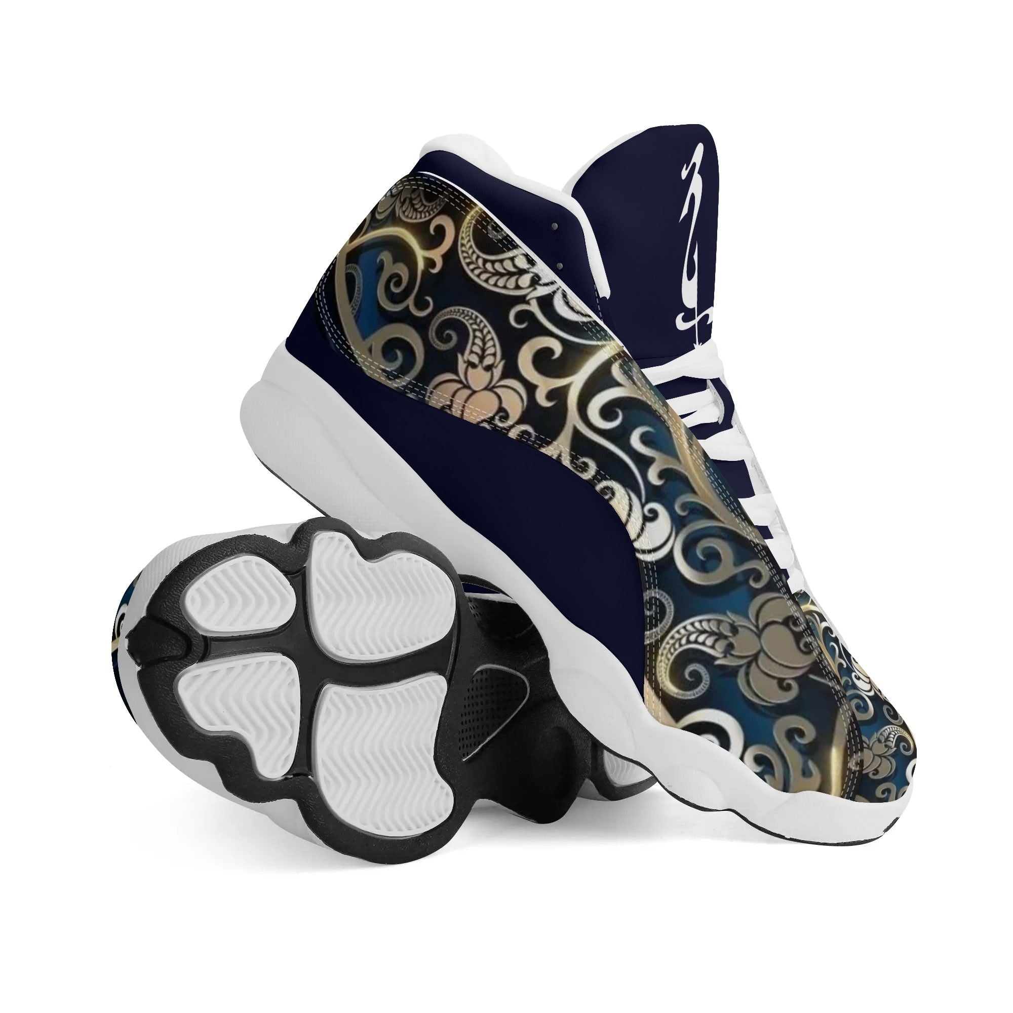 Men's Shoes White Black Outsole PU Leather Basketball Shoe