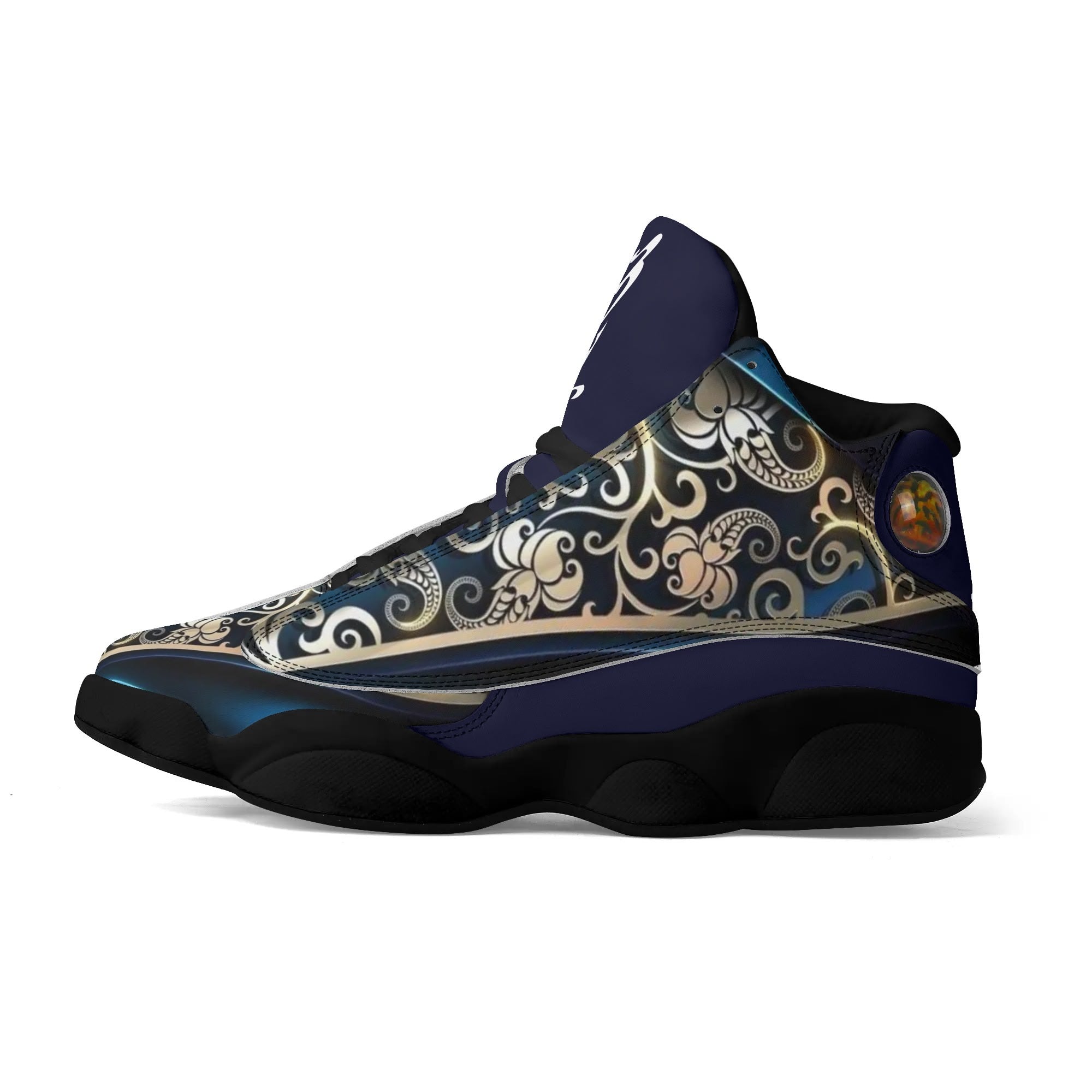 Men's Shoes White Black Outsole PU Leather Basketball Shoe