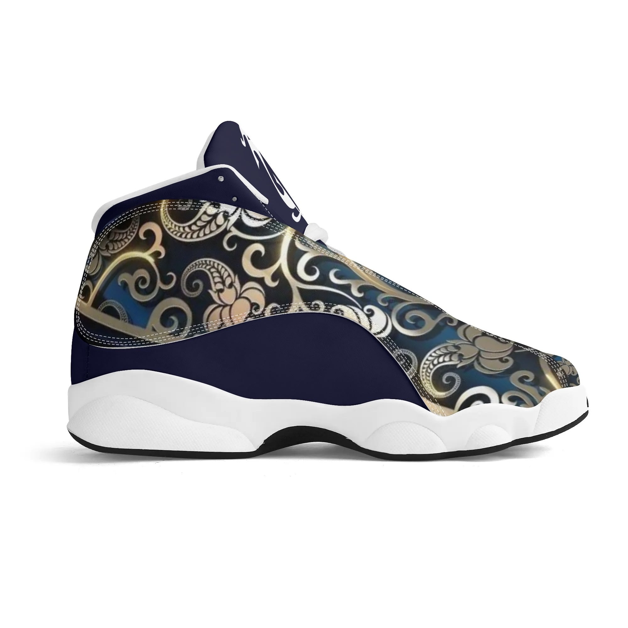 Men's Shoes White Black Outsole PU Leather Basketball Shoe