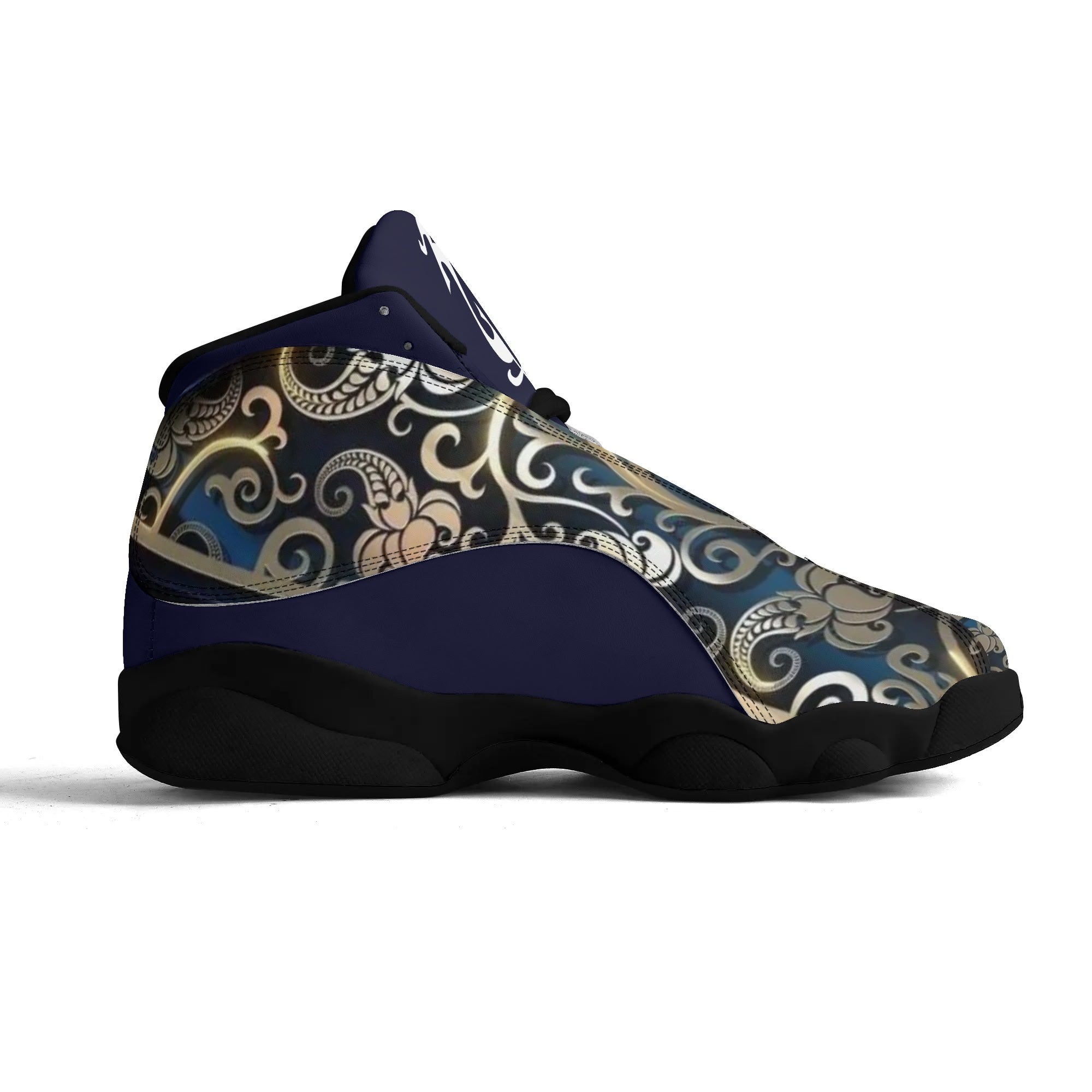 Men's Shoes White Black Outsole PU Leather Basketball Shoe