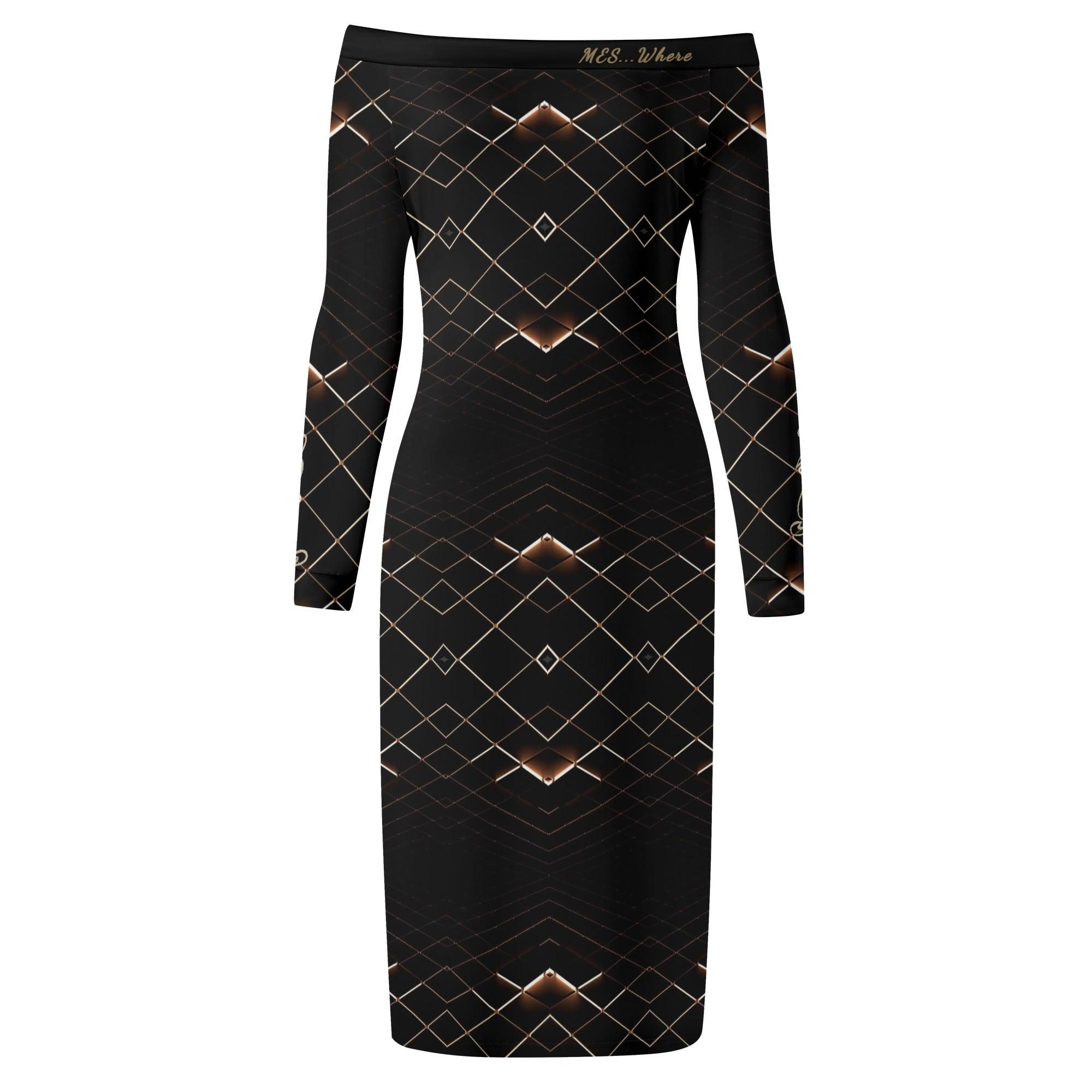 Women's Off The Shoulder Long Sleeve Elegant Wrap Dress - MES...Where