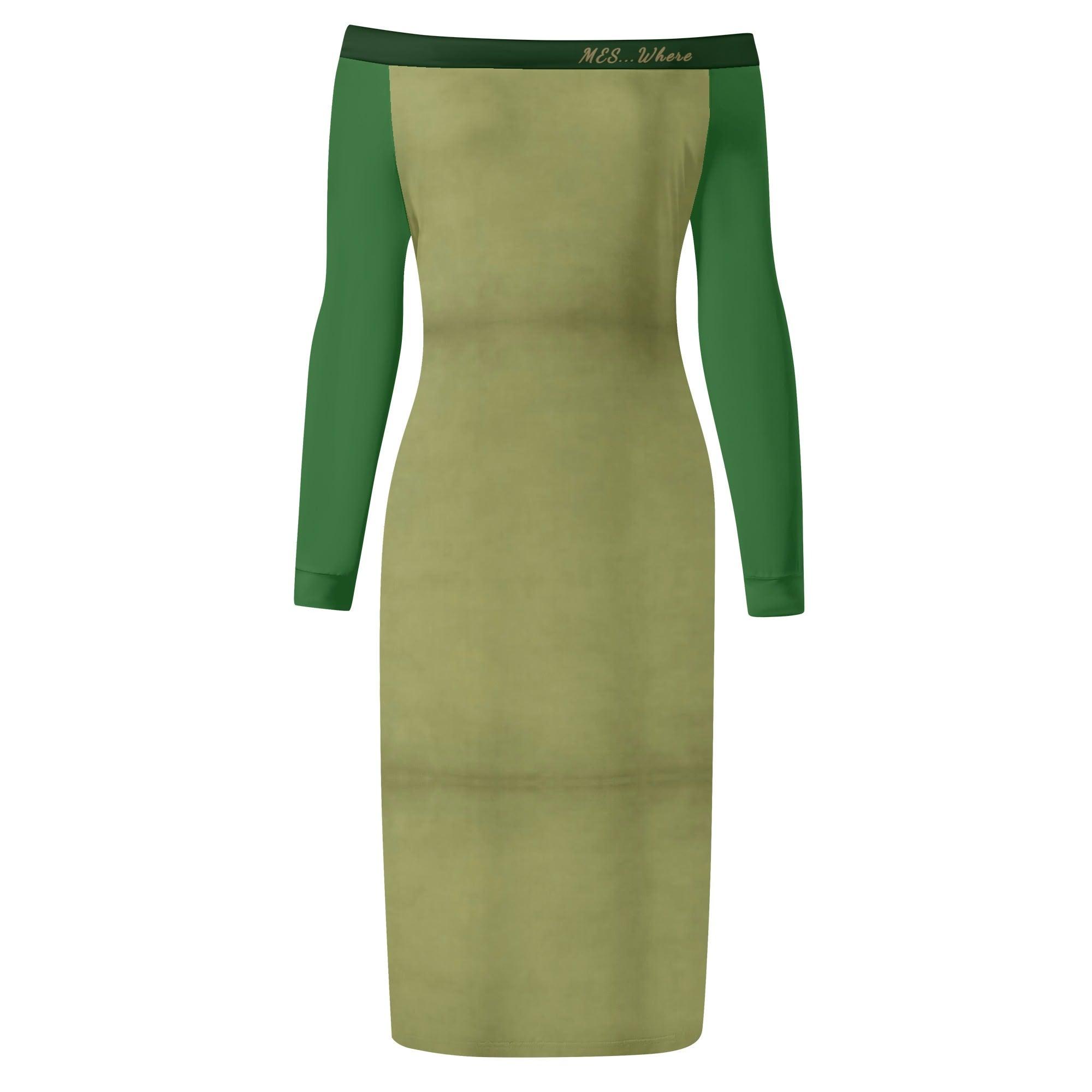 Women's Off The Shoulder Long Sleeve Elegant Wrap Dress - MES...Where