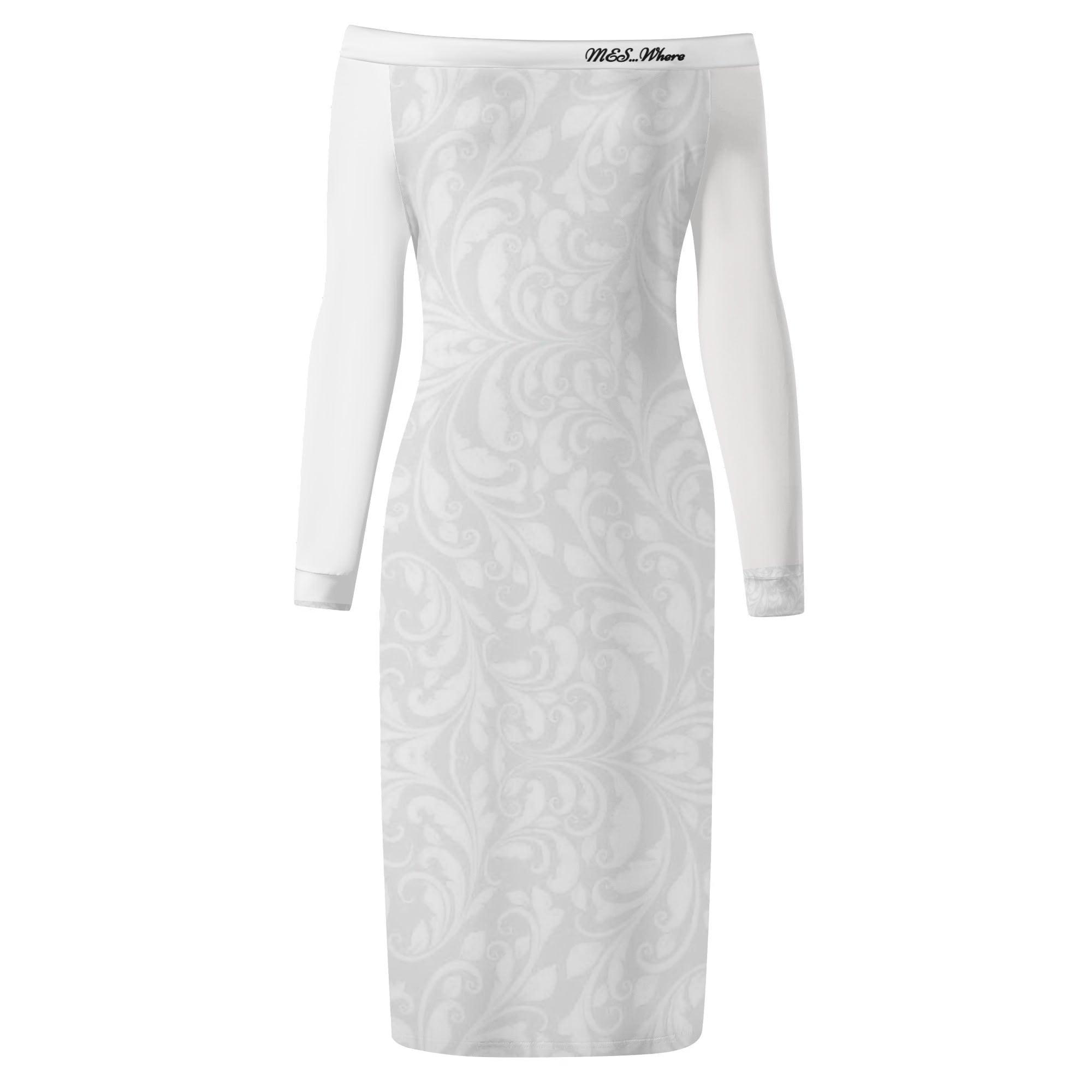 Women's Off The Shoulder Long Sleeve Elegant Wrap Dress - MES...Where