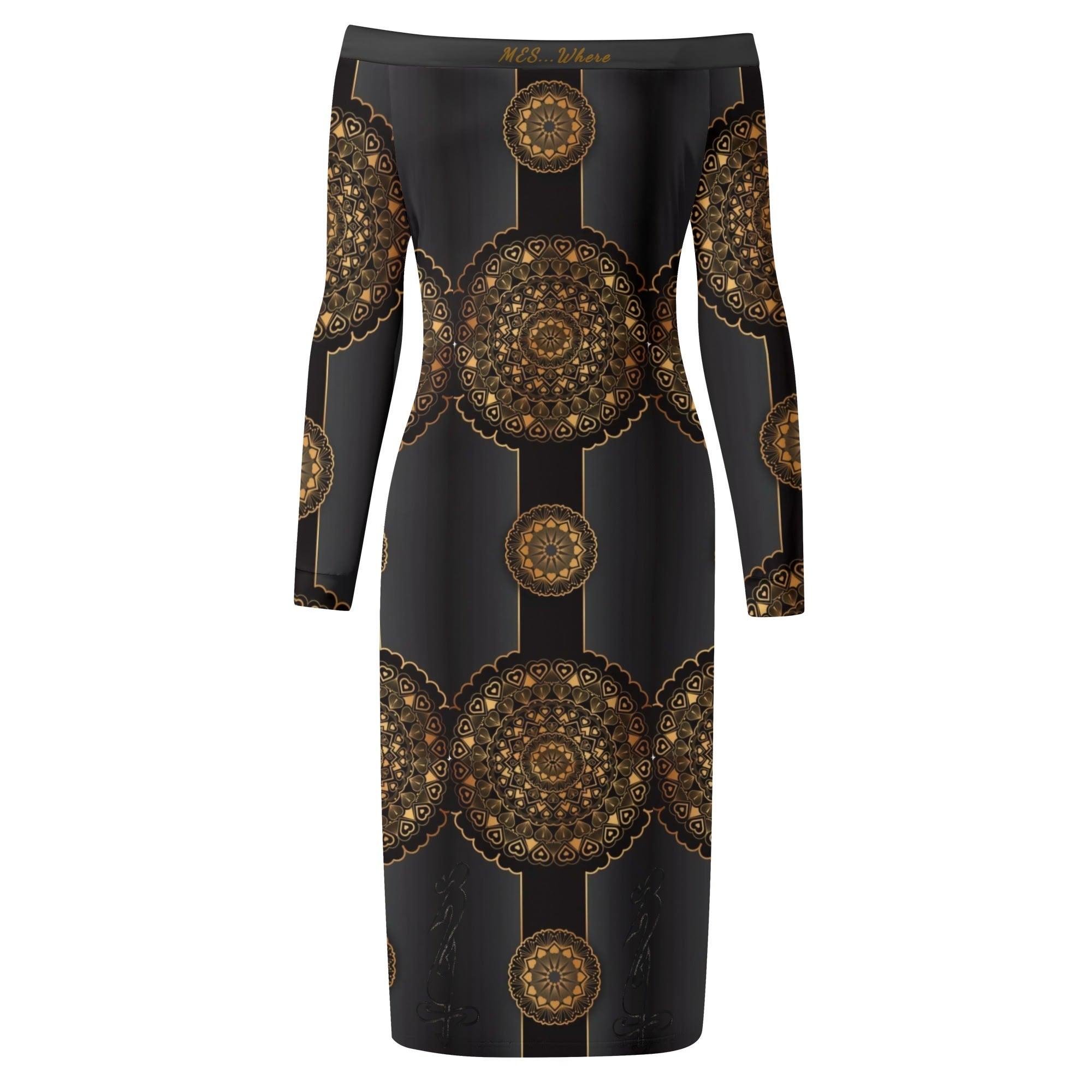 Women's Off The Shoulder Long Sleeve Elegant Wrap Dress - MES...Where